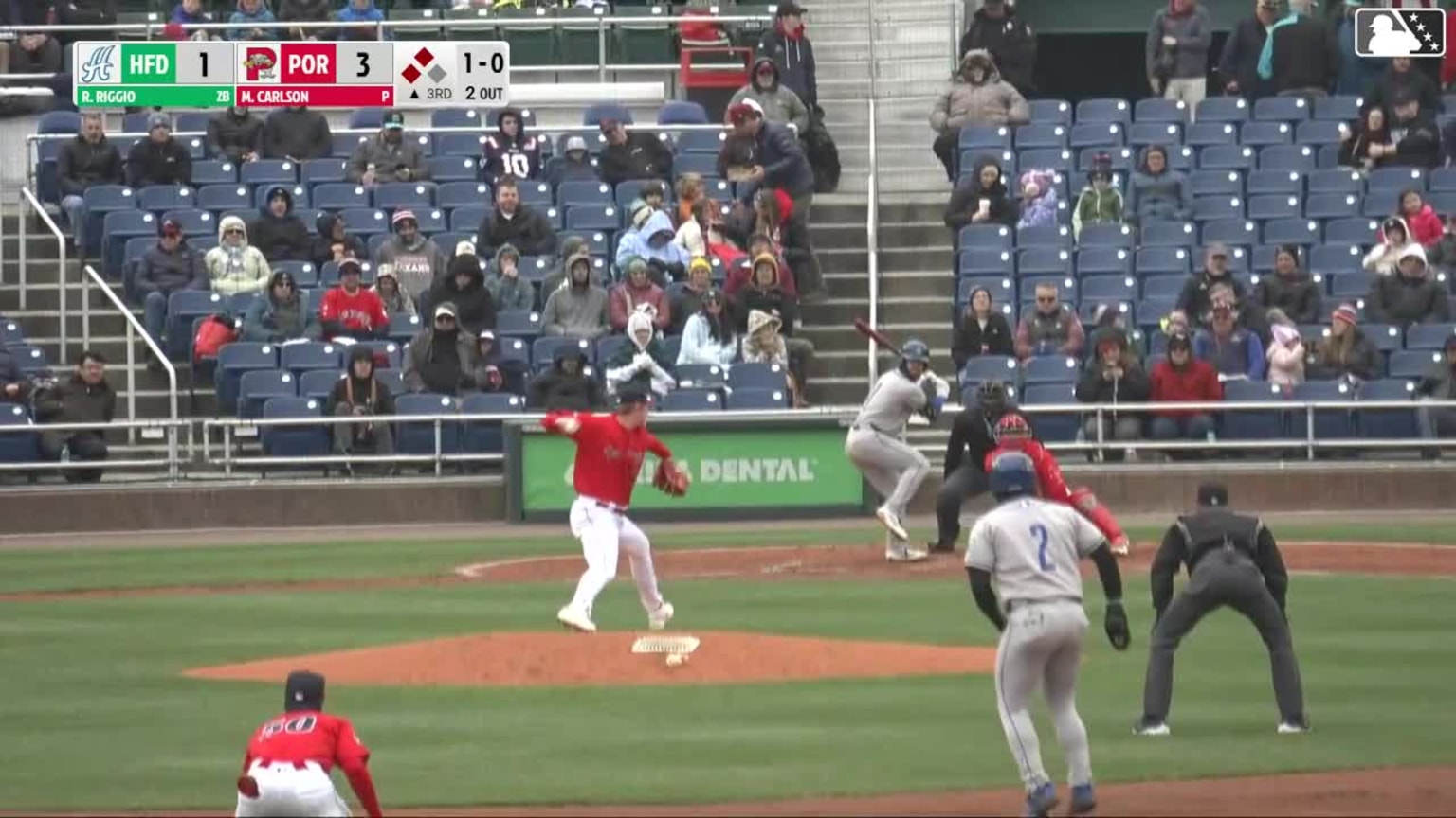 Roc Riggio homers (1) on a fly ball to right field. Conner Capel scores ...