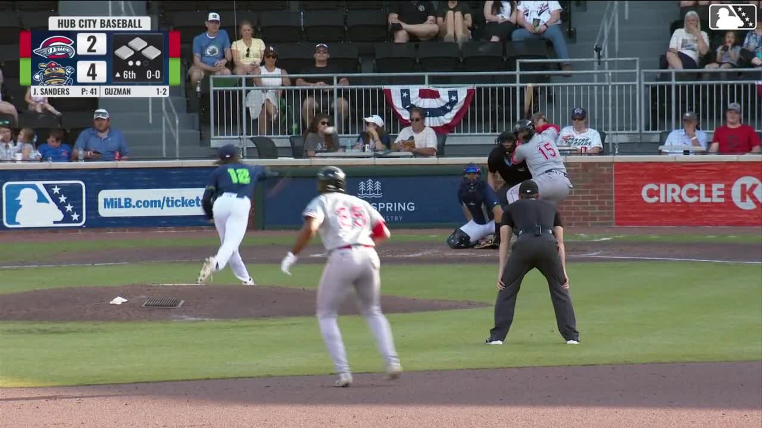 Adonys Guzman doubles (1) on a sharp line drive to left fielder Yeison ...