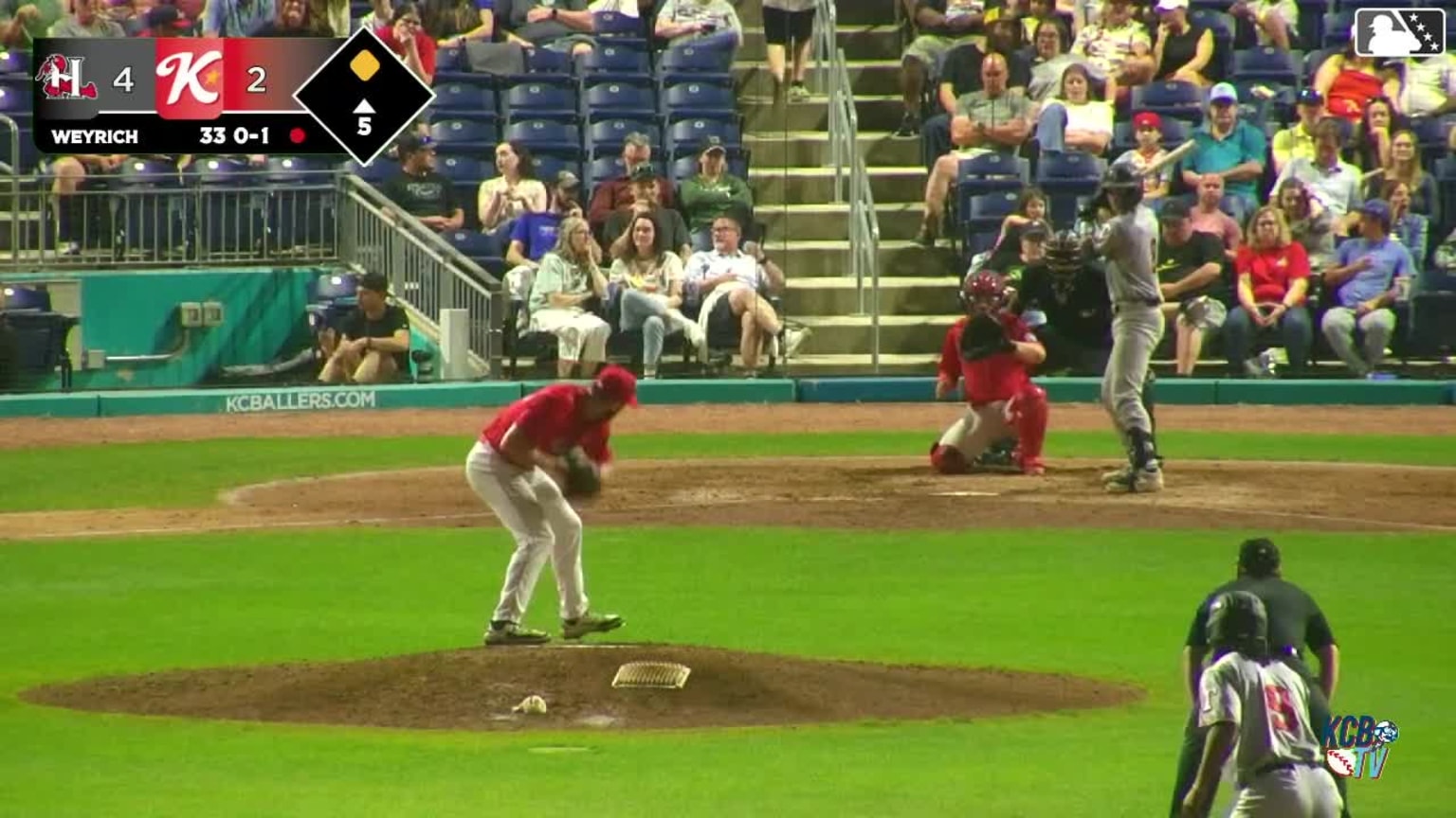 Josh Springer singles on a line drive to right fielder Jaden Fauske ...