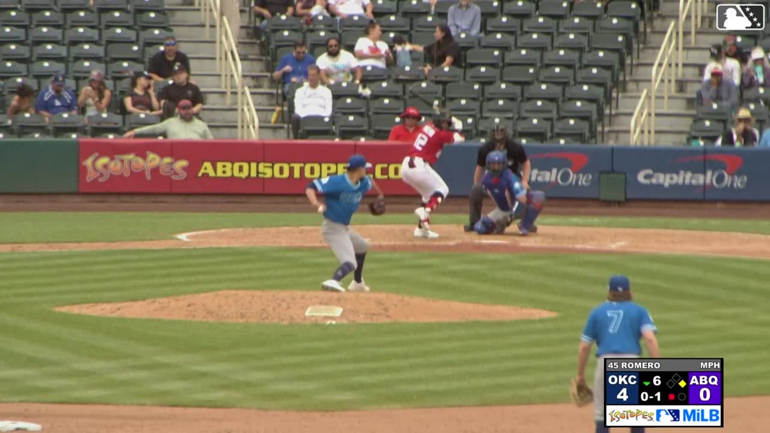 Christian Romero In play, run(s) to Vimael Machín | 04/16/2026 | Isotopes