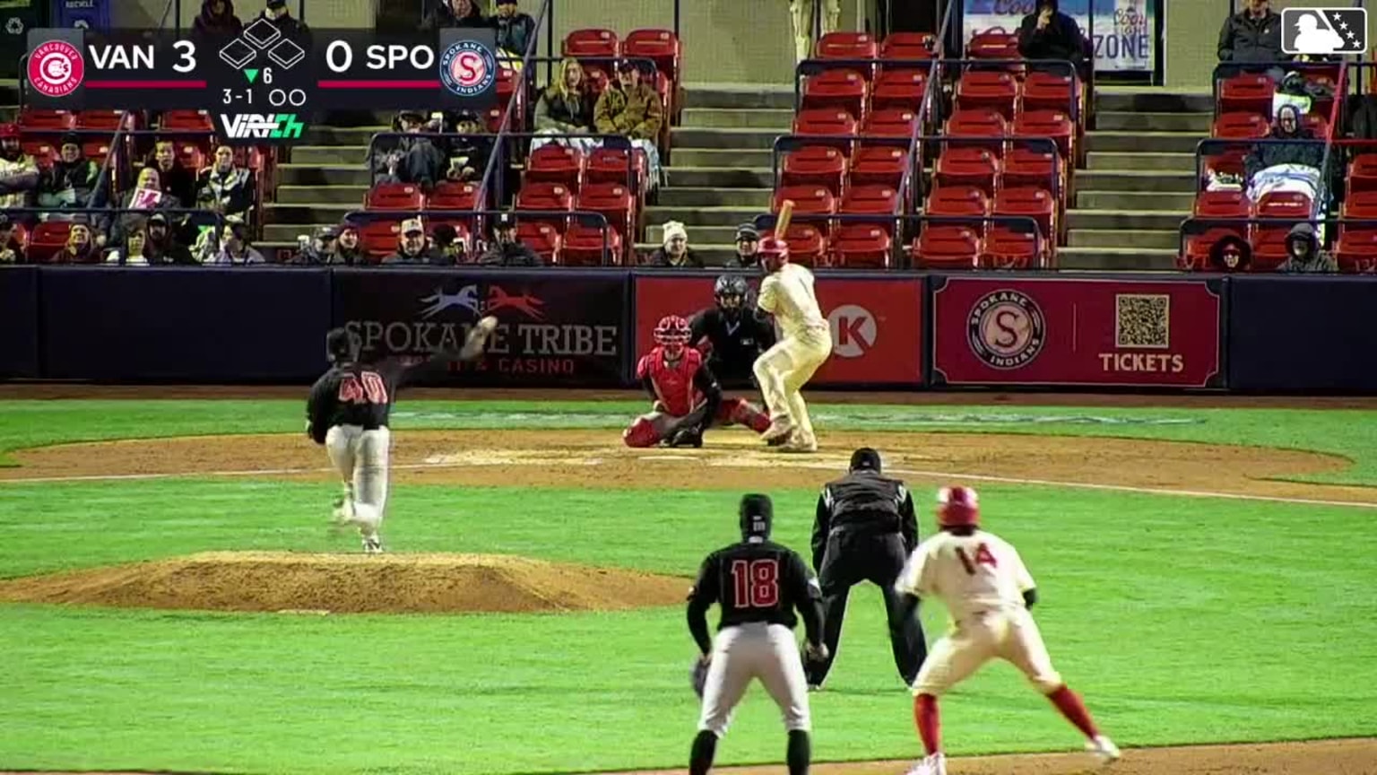 Jacob Humphrey doubles (3) on a sharp line drive to left fielder Alexis ...