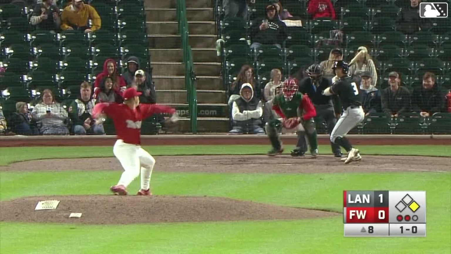 Davis Diaz doubles (2) on a line drive to left fielder Jake Cunningham ...