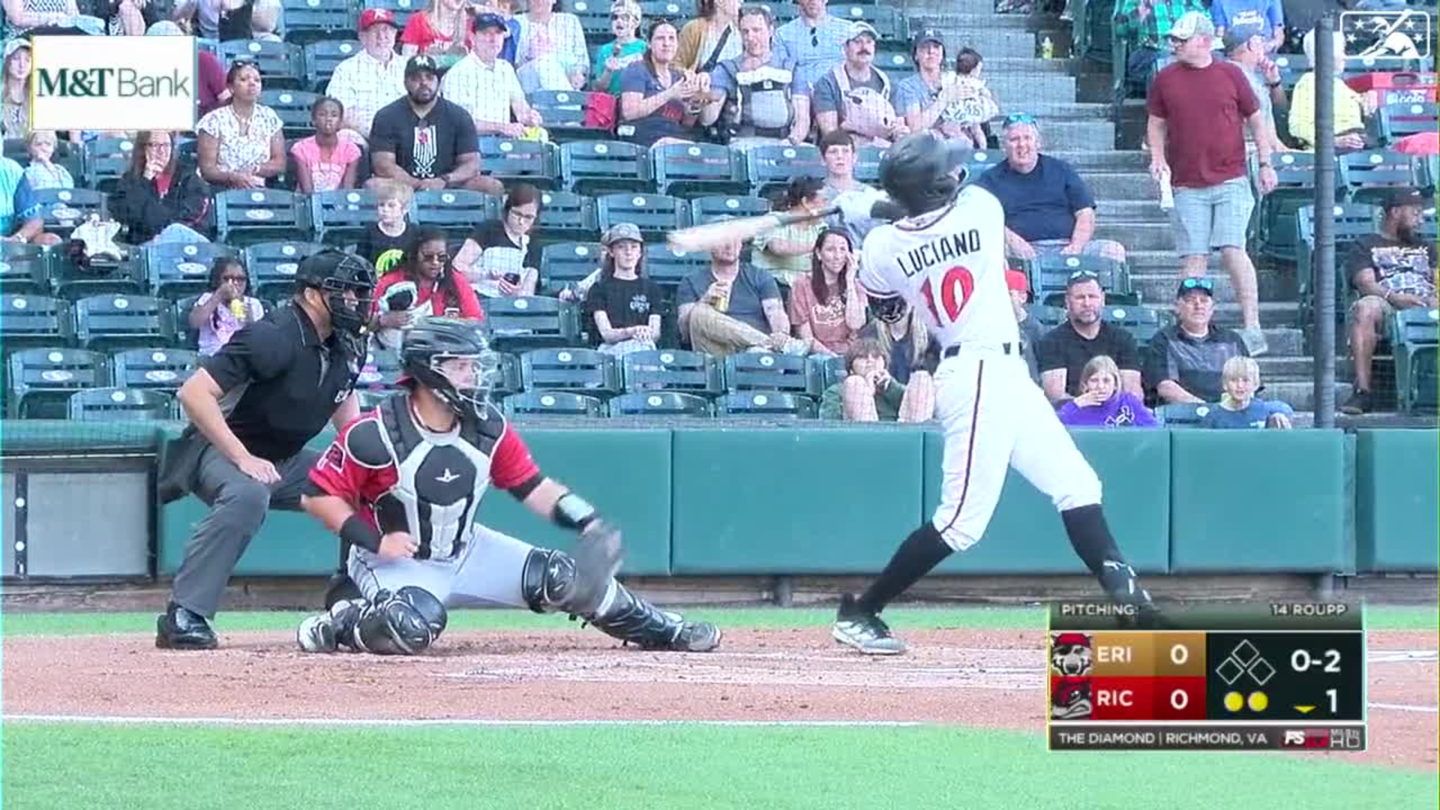 Richmond Flying Squirrels Marco Luciano (10) bats during an