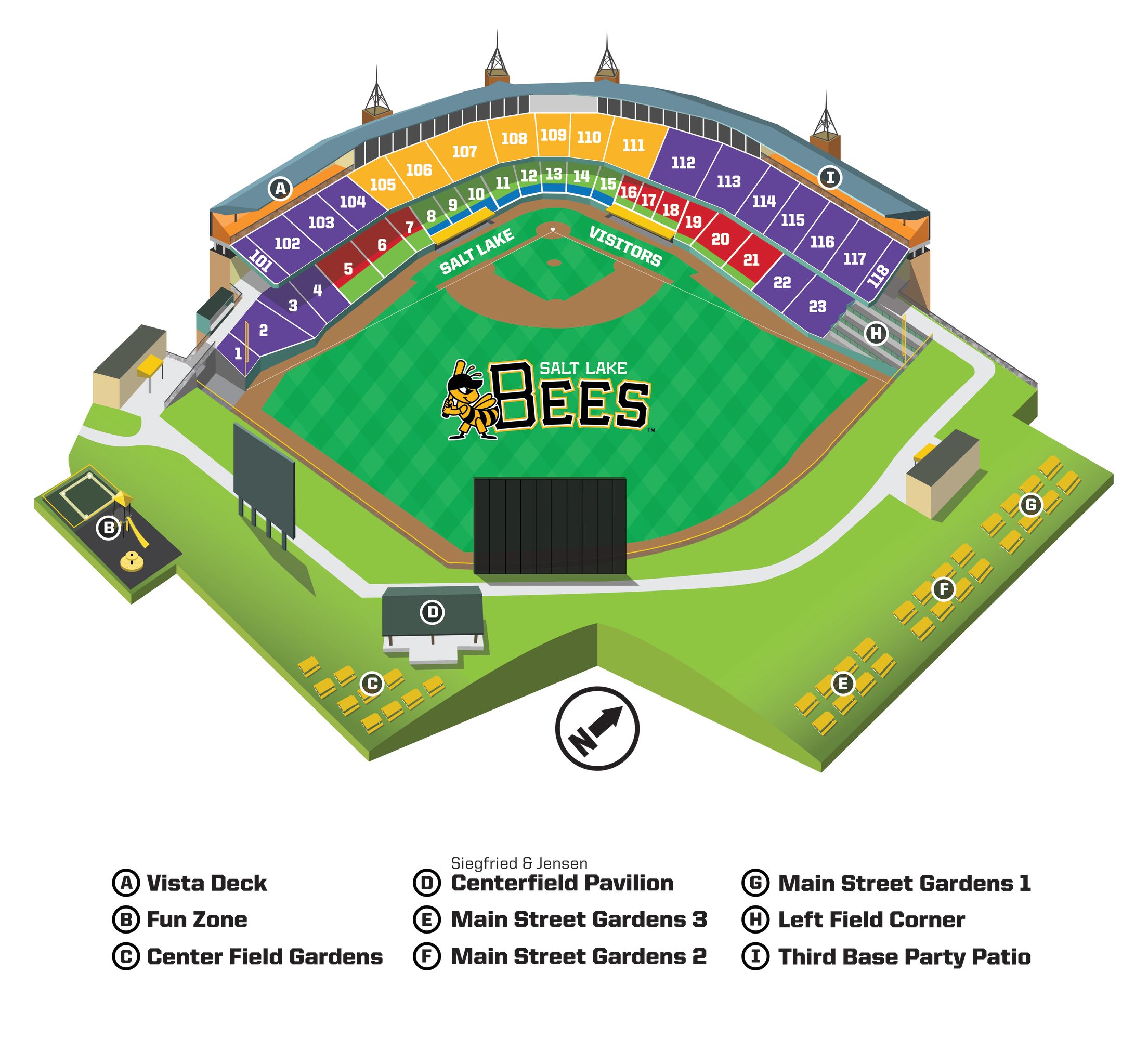 Salt Lake Bees Smith's Ballpark Seating Chart Bees