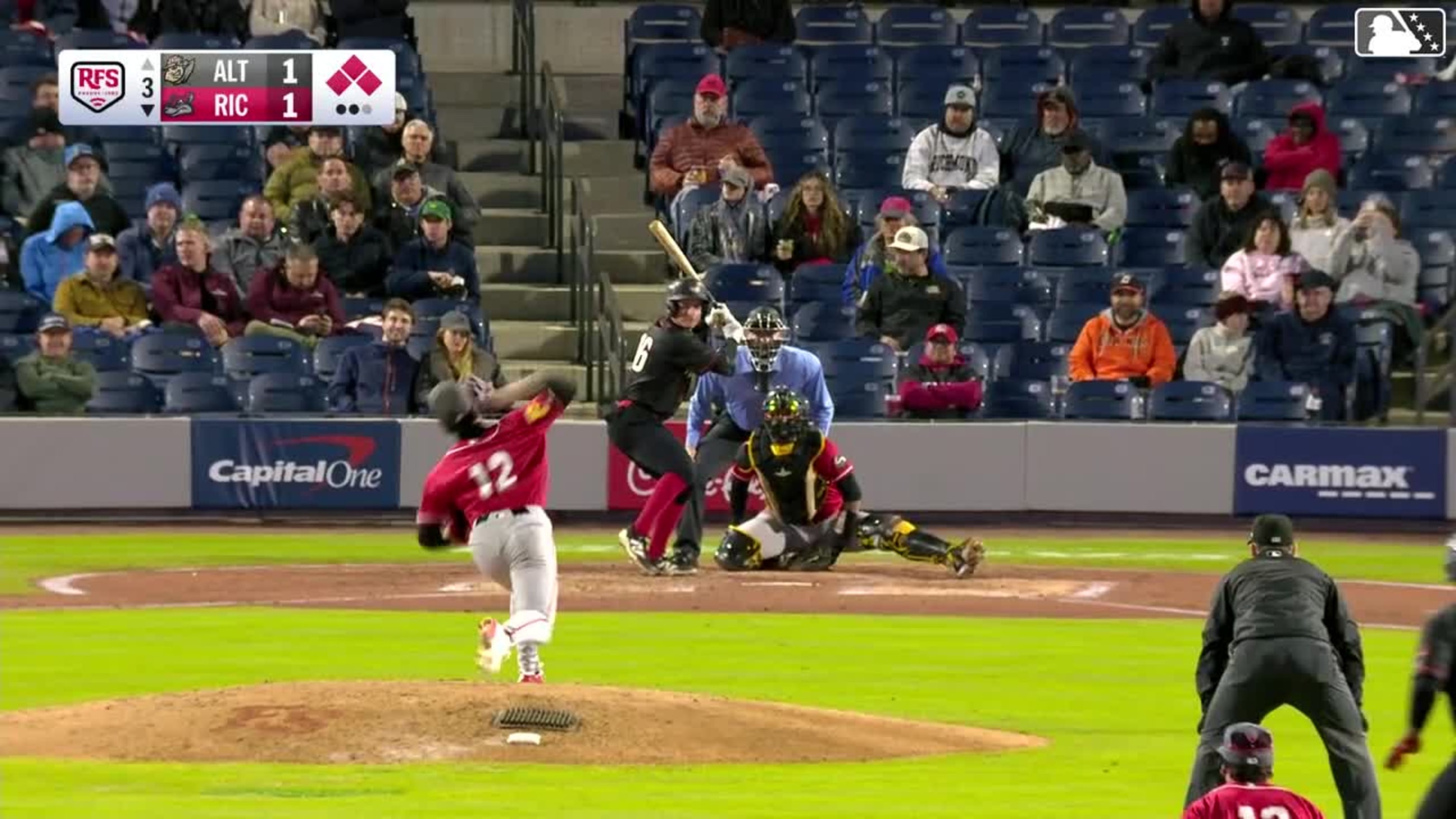 Turner Hill triples (2) on a sharp line drive to right fielder