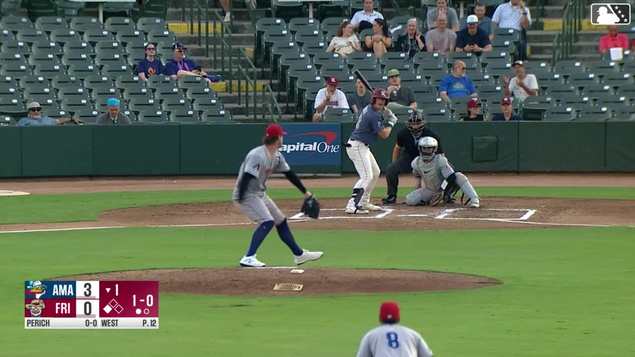 Rafe Perich singles on a line drive to left fielder Angel Ortiz