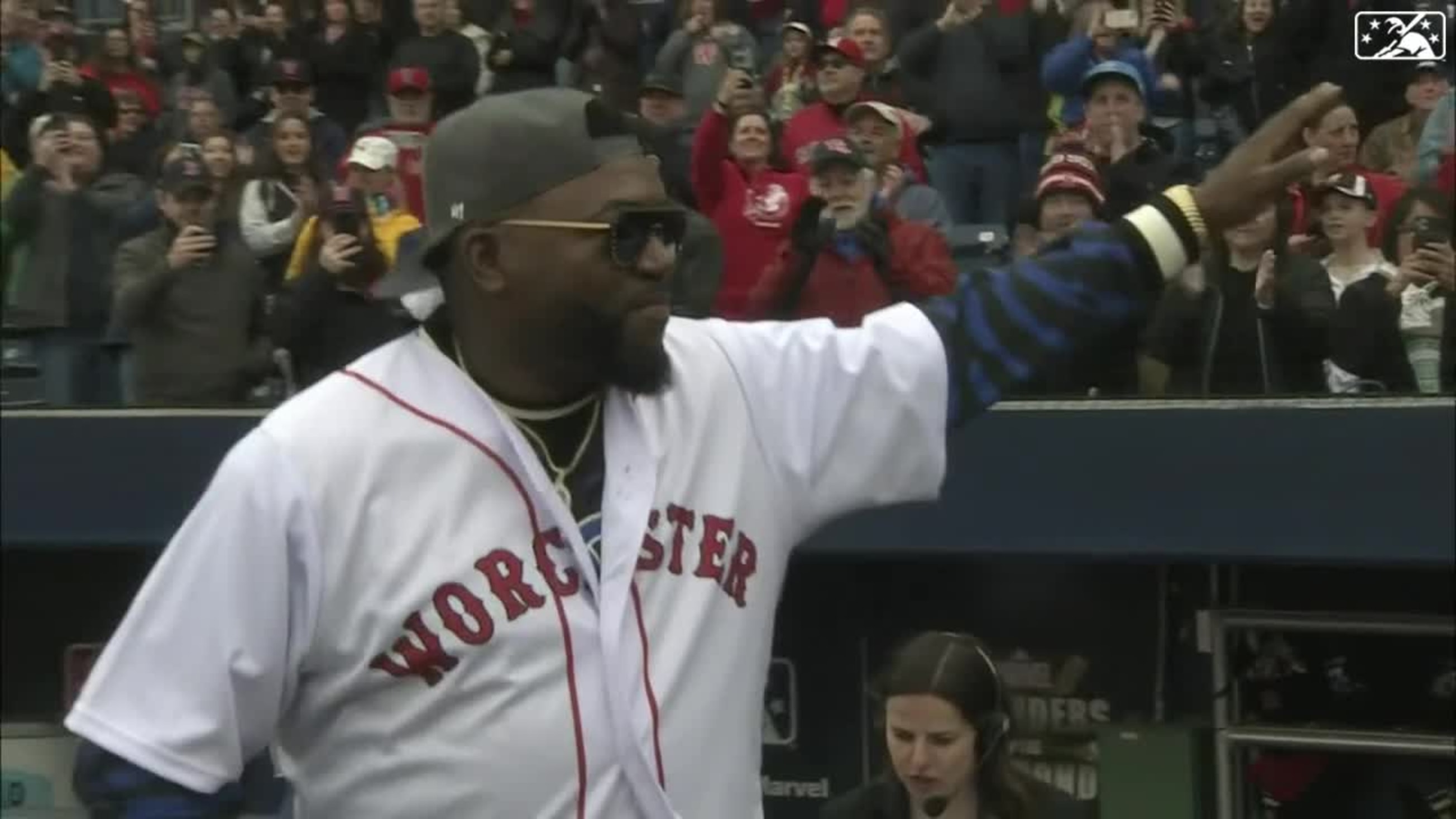 Big Papi teams up with North High champs for first pitch at WooSox opener