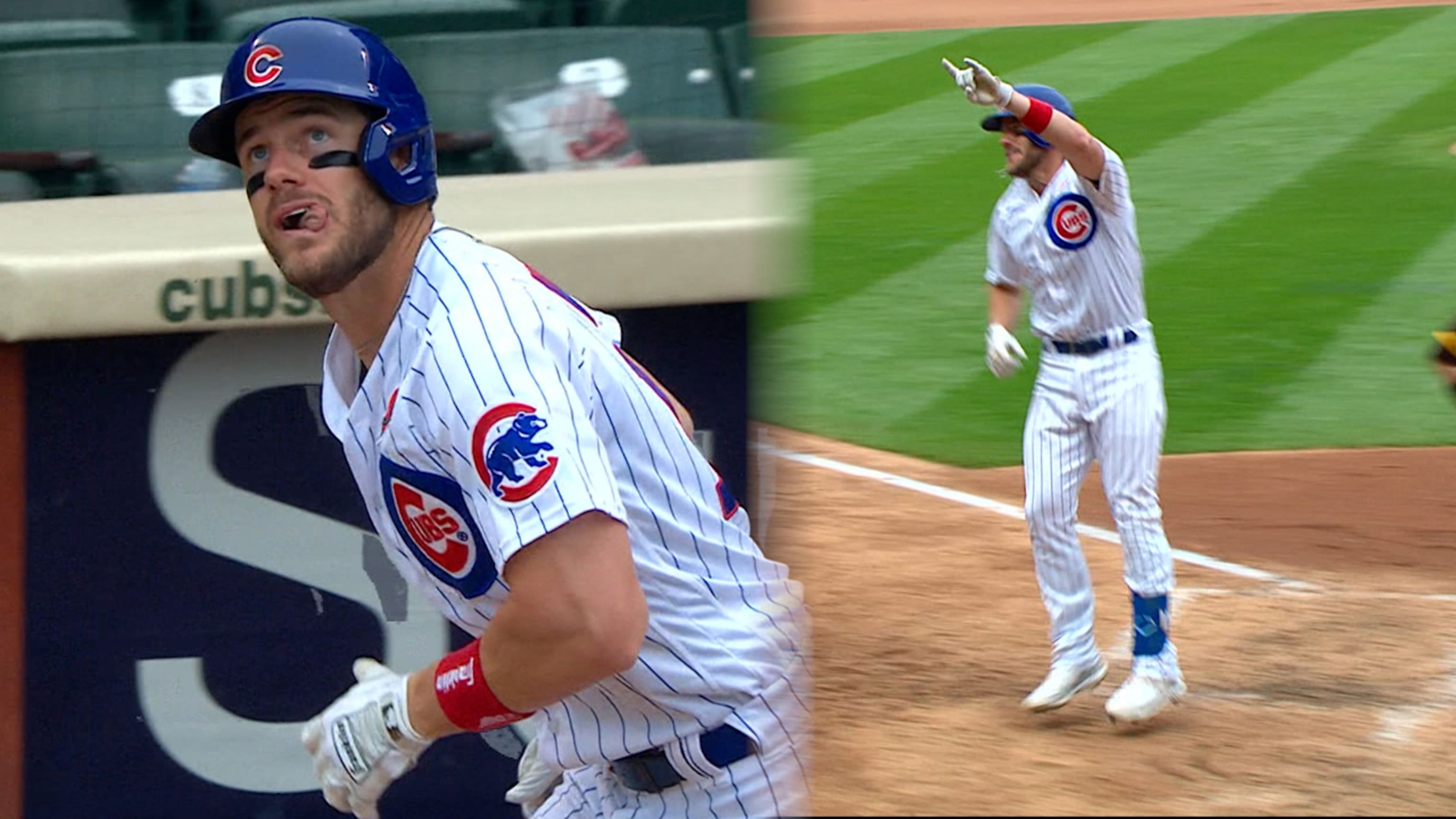 Chicago Cubs Javier Baez removes his helmet during the seventh