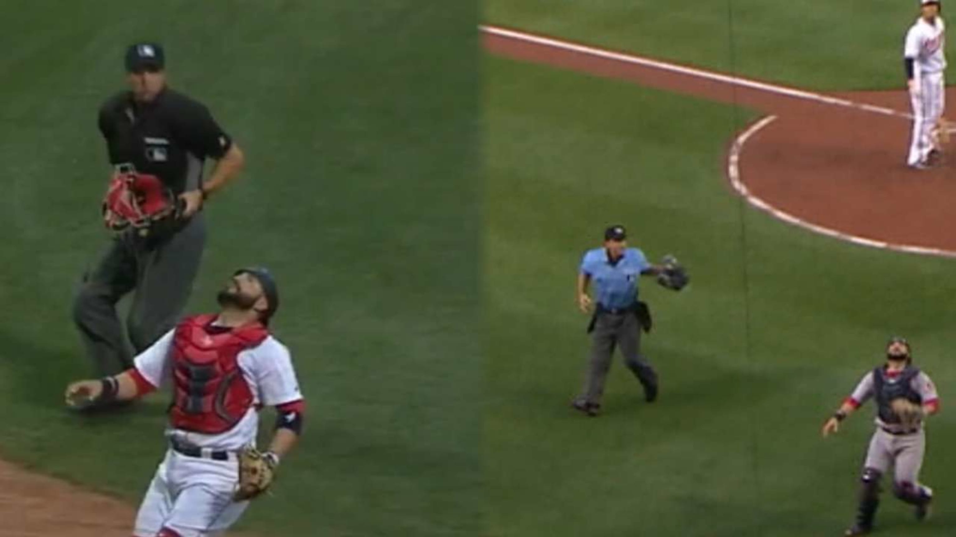 Sandy Leon has mastered the art of nonchalantly tossing his mask to the home -plate umpire