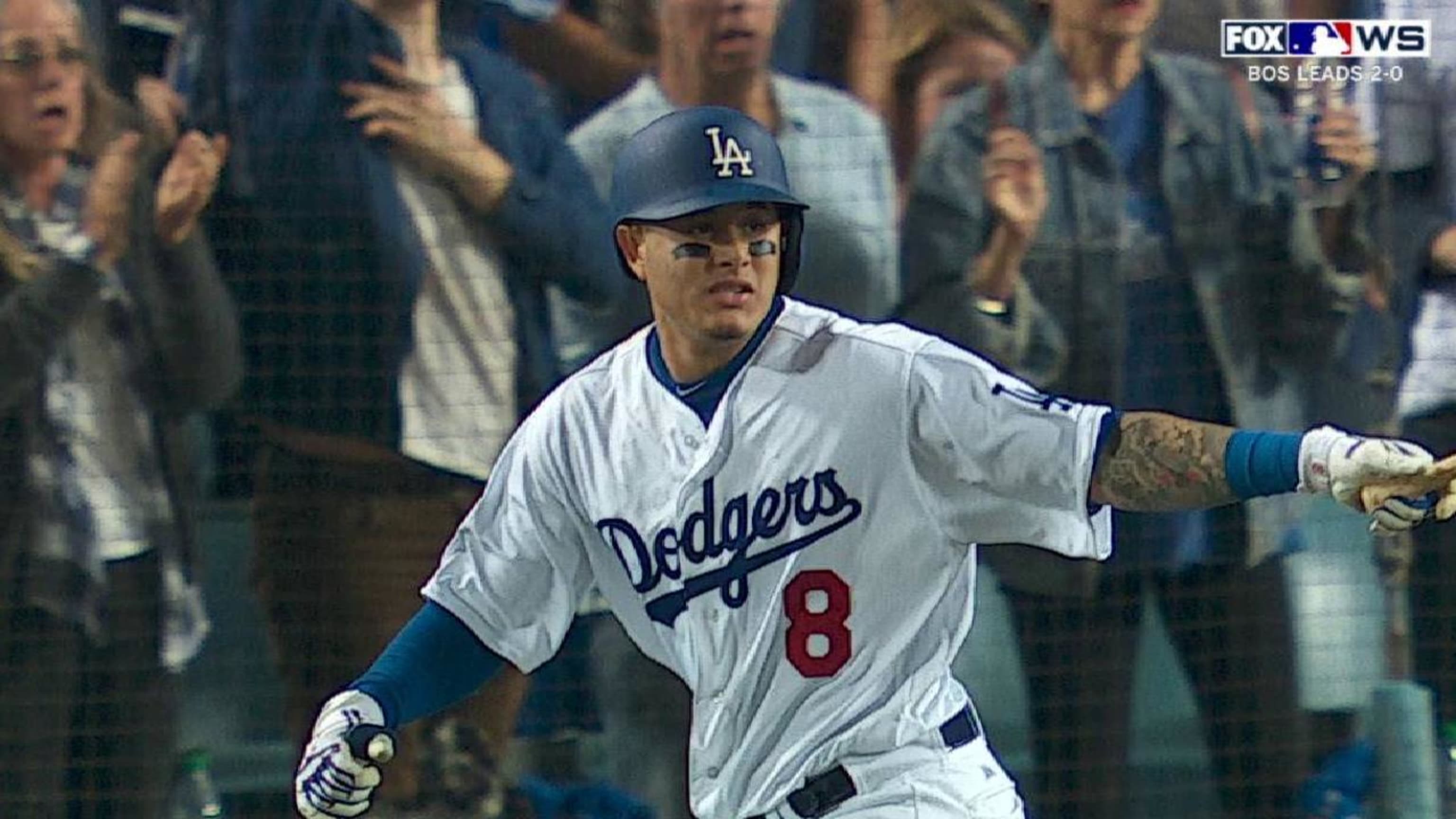 Manny Machado of the Los Angeles Dodgers during his first at bat at