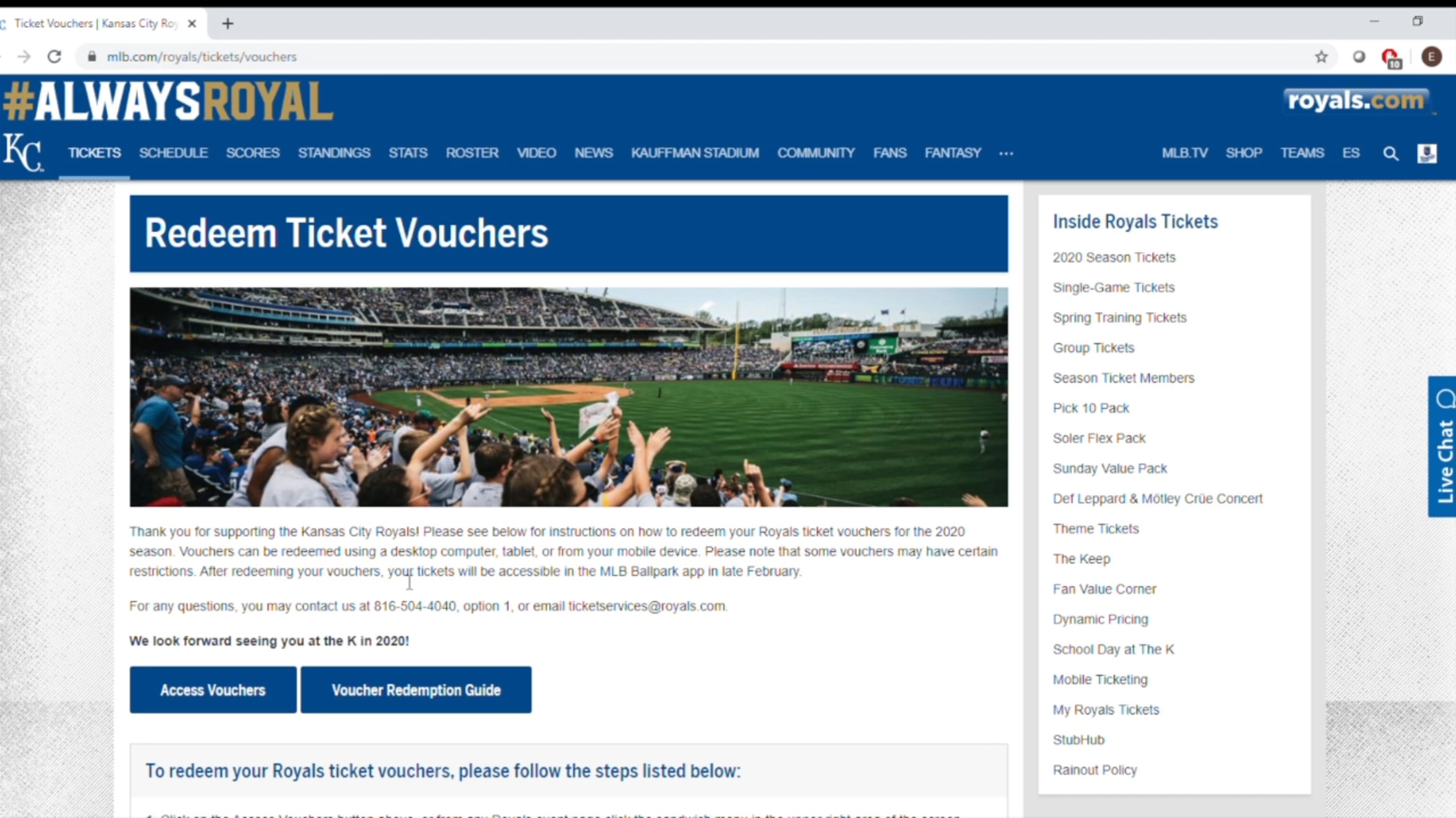 Fan Appreciation Package Kansas City Royals