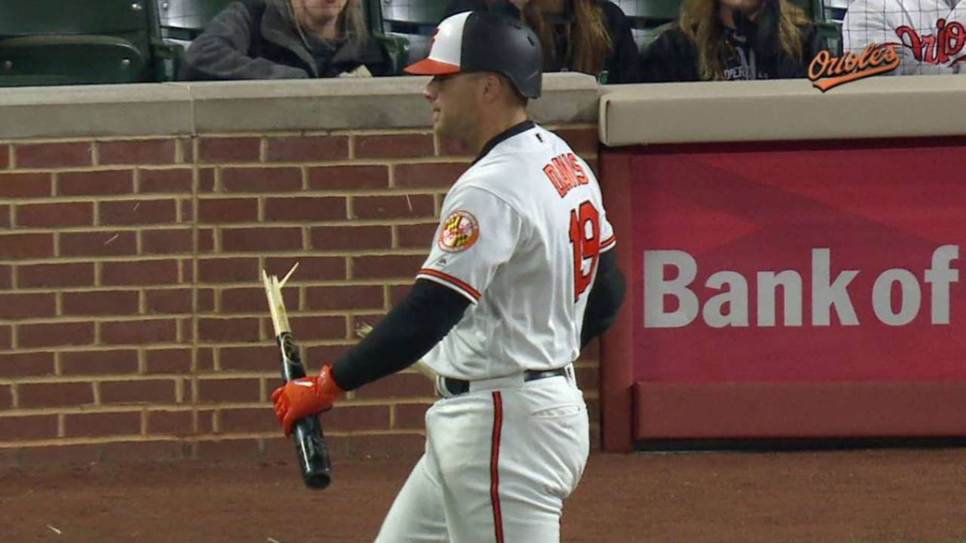 Chris Davis smashed his bat over his knee, reducing it to