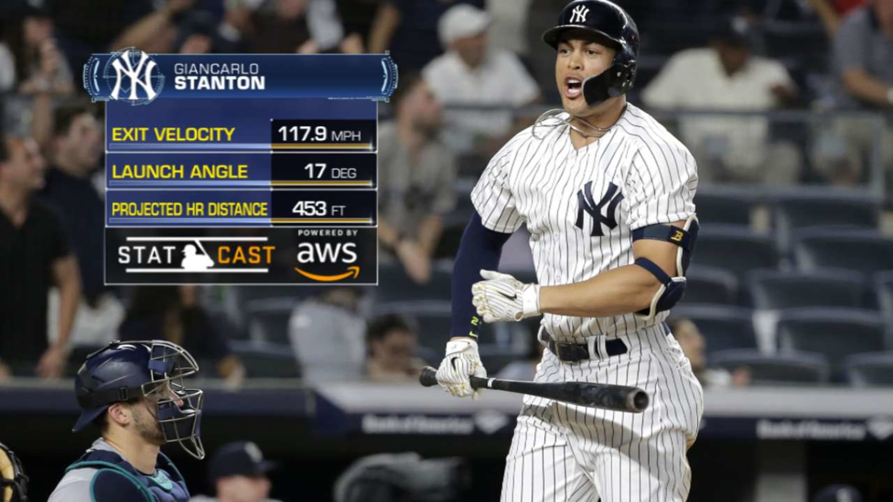 Giancarlo Stanton takes batting practice Yankee Stadium