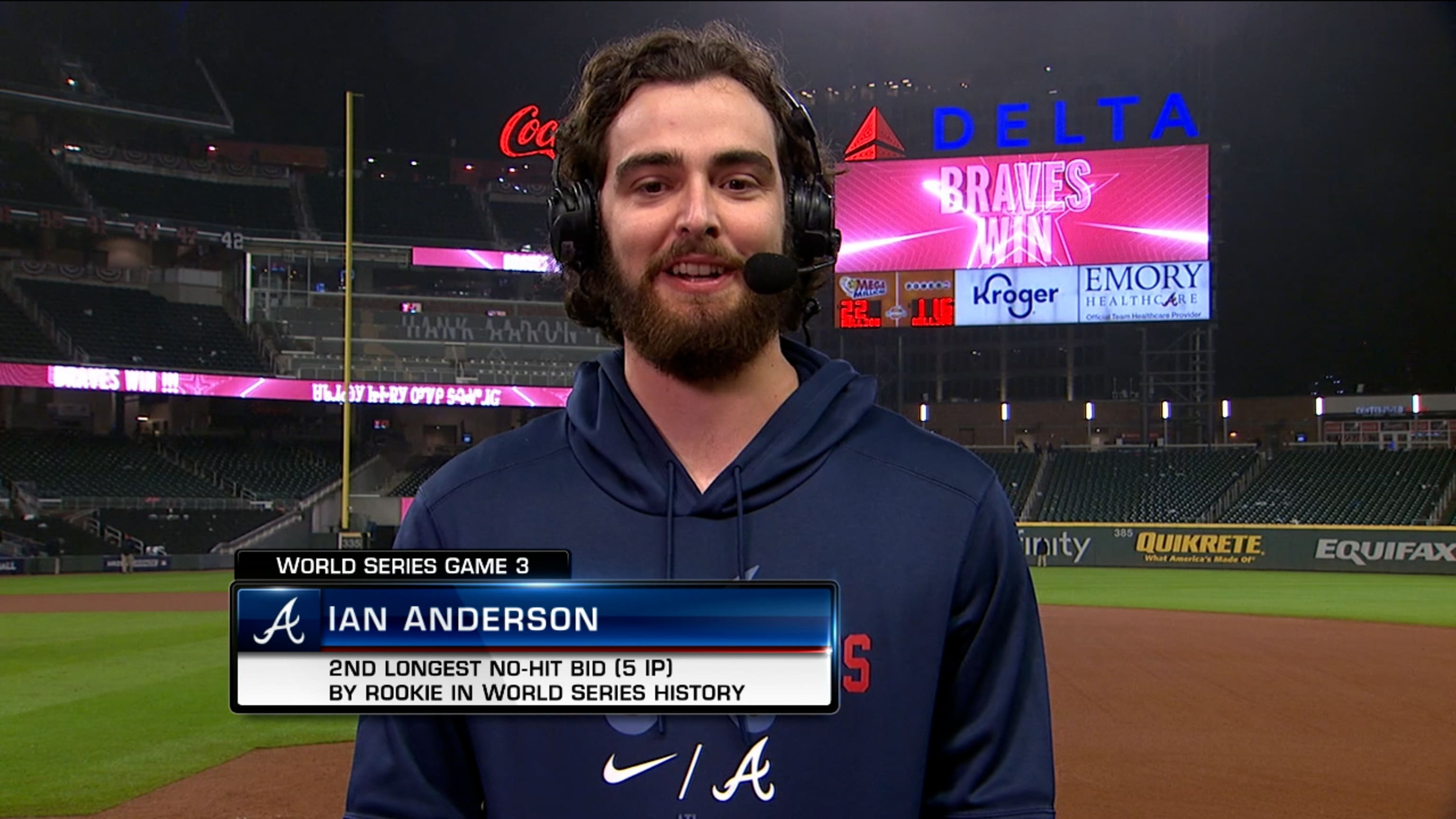 Ian Anderson tosses 5 no-hit innings for Braves in World Series Game 3