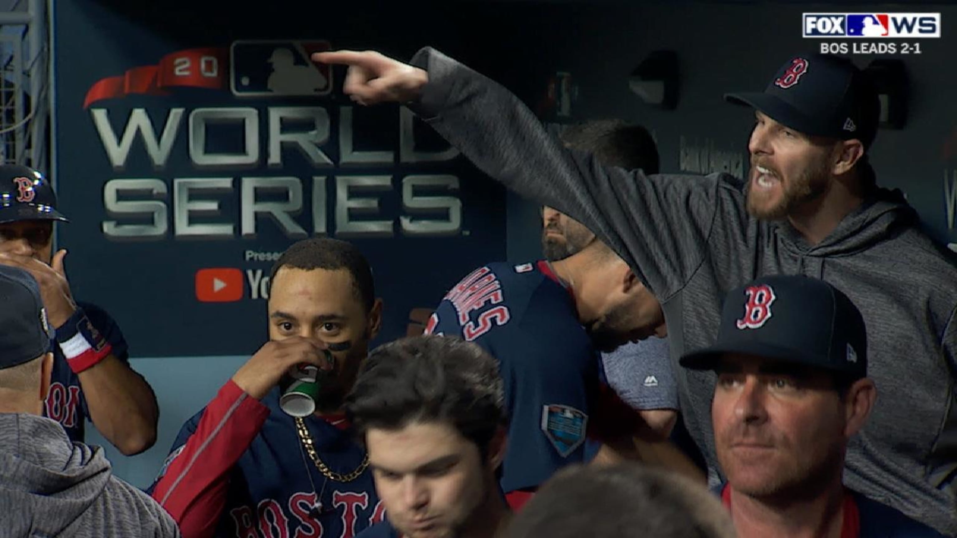 Boston Red Sox winning pitcher David Price holds up the Commissioner's  Trophy as the Sox celebrate after beating the Los Angeles Dodgers in game 5 of  the MLB 2018 World Series at