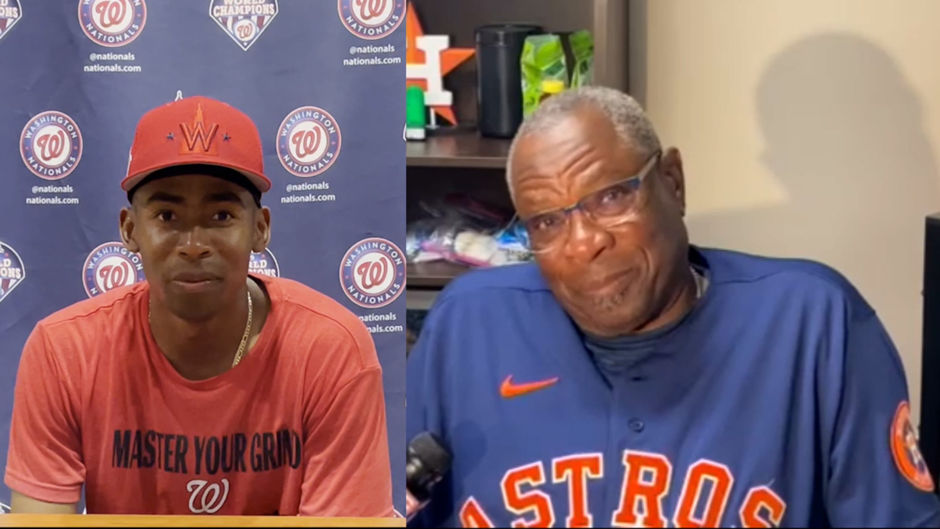 Dusty, Darren Baker exchange lineup cards for NationalsAstros