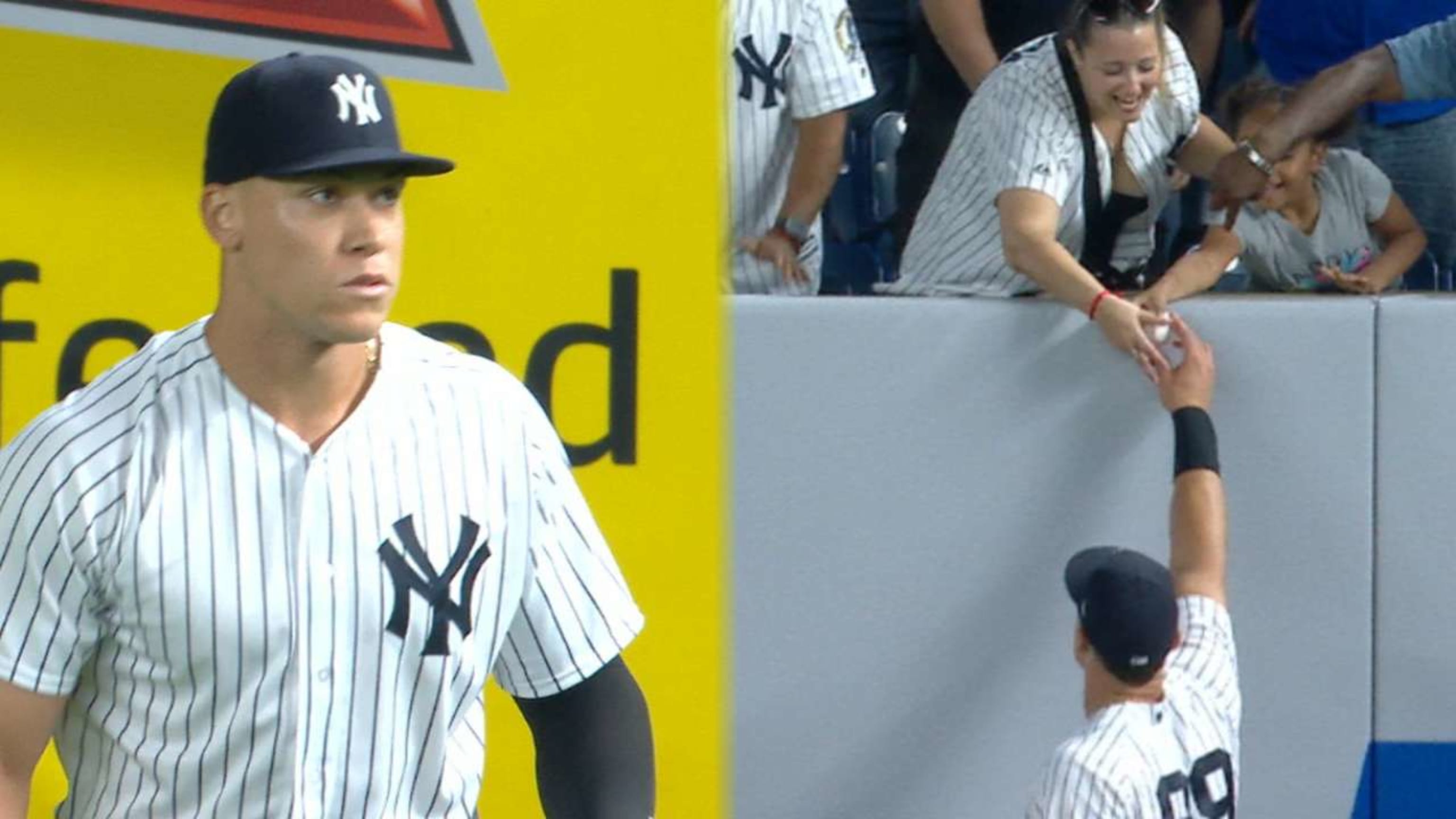 Aaron Judge saluted Yankees fans and offered souvenirs in his