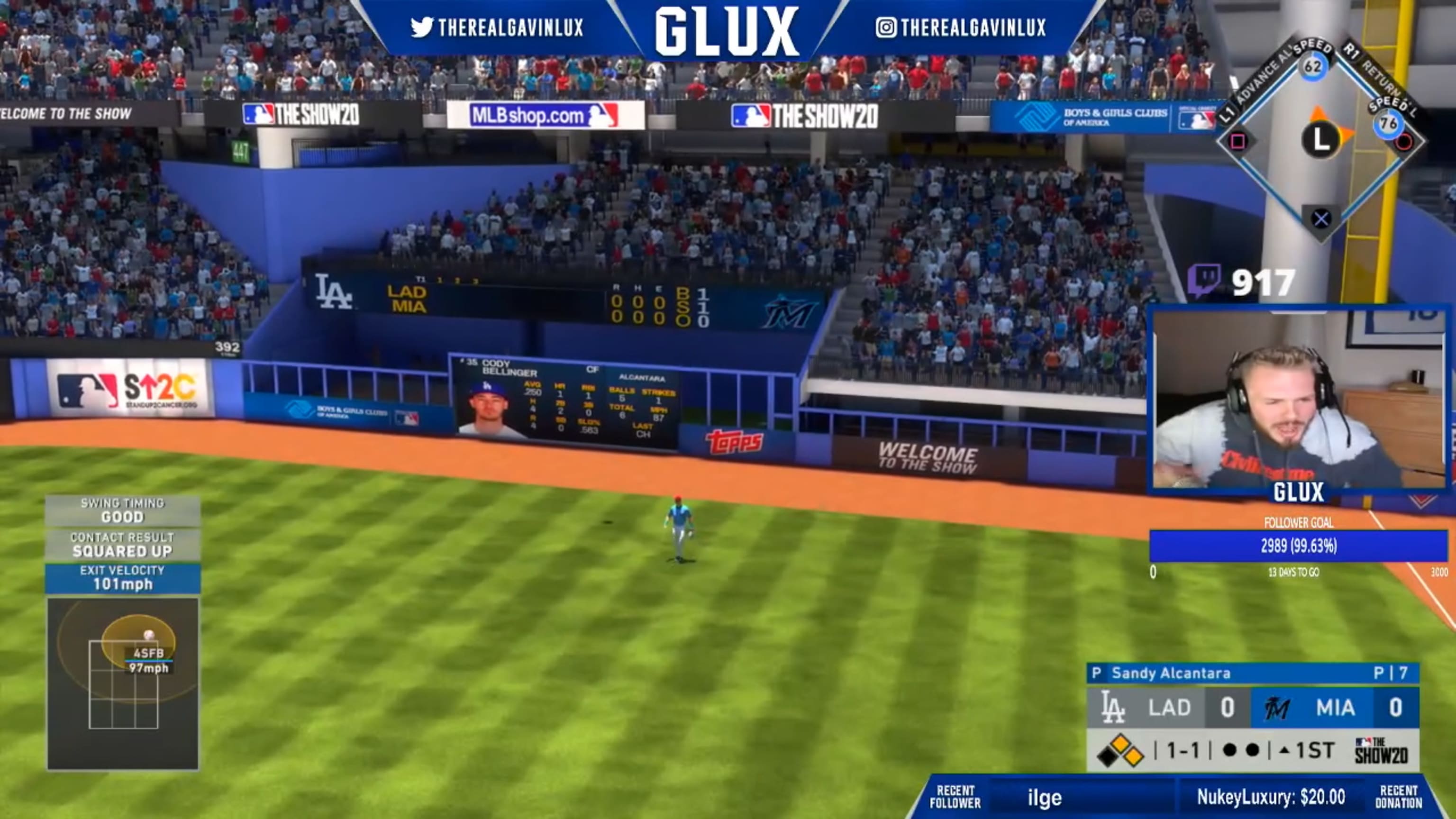 HR de Lux jugando como Bellinger
