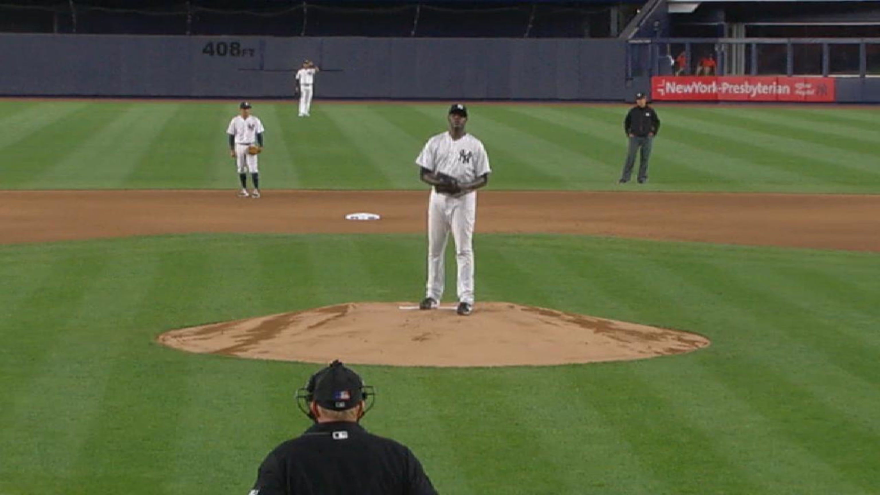 Toronto Blue Jays infielder Greg Bird stands on first base during