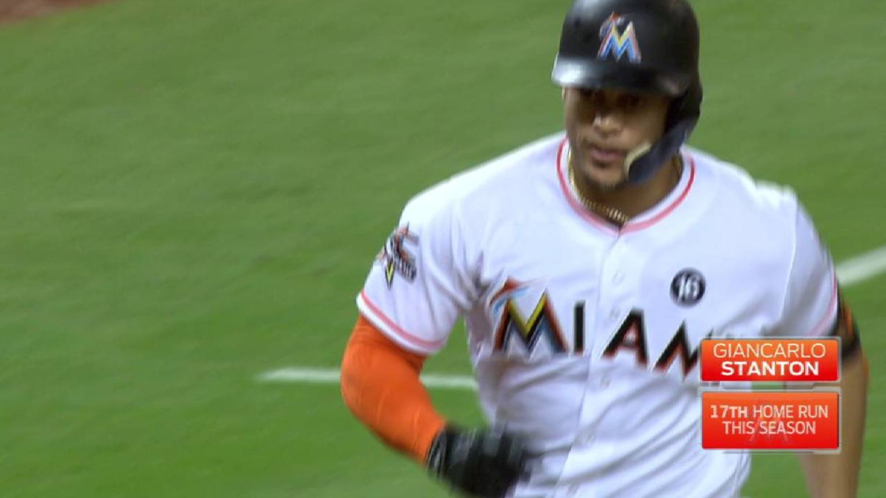 Marlins' Giancarlo Stanton leaves game with bruised wrist after hit by pitch