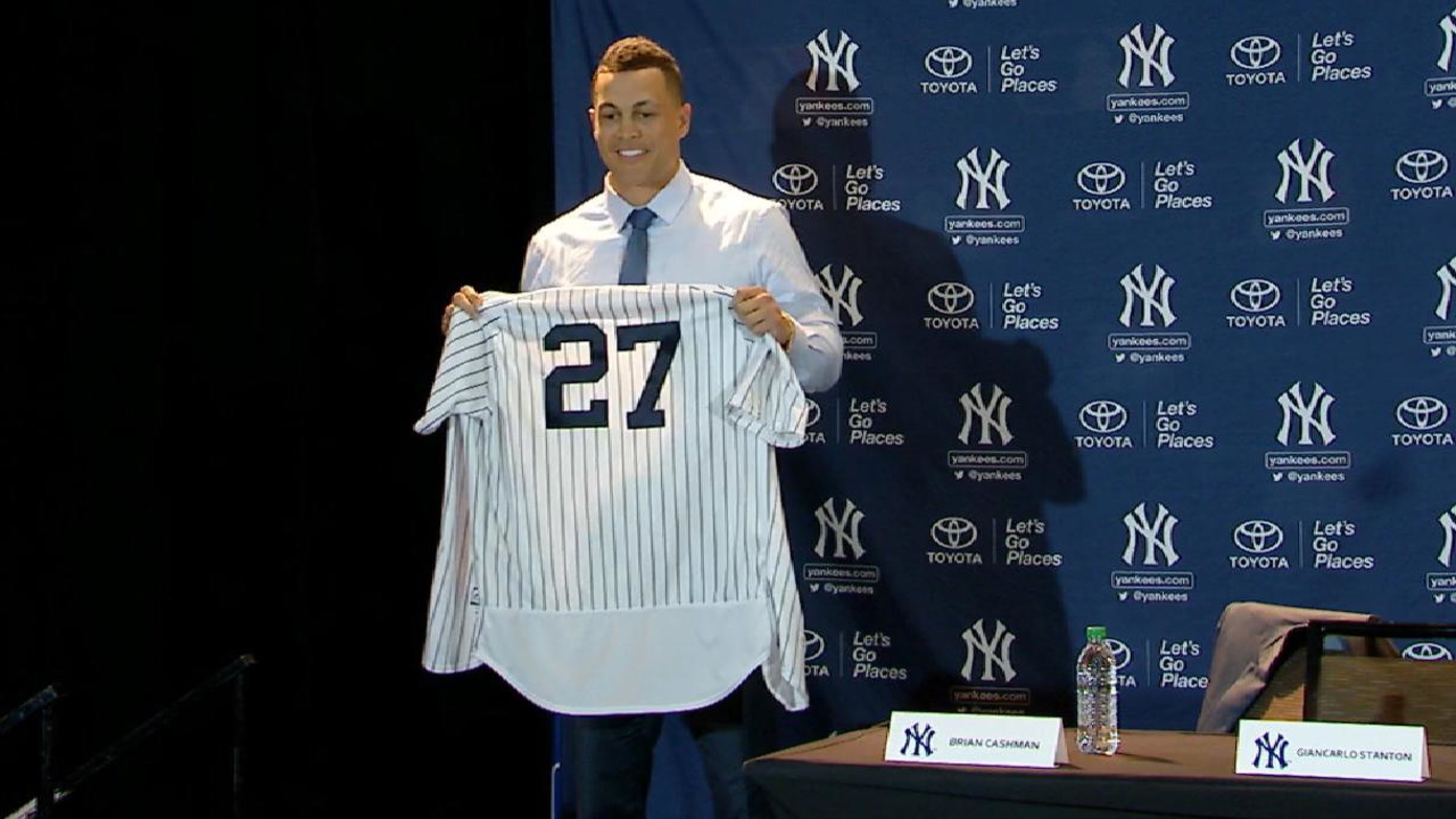 thumbnail image 2 of Men's New York Yankees White Pinstripe Baseball Jersey – Sewn Letters – Judge, Jeter, Stanton, Volpe – NWT 2 of 5