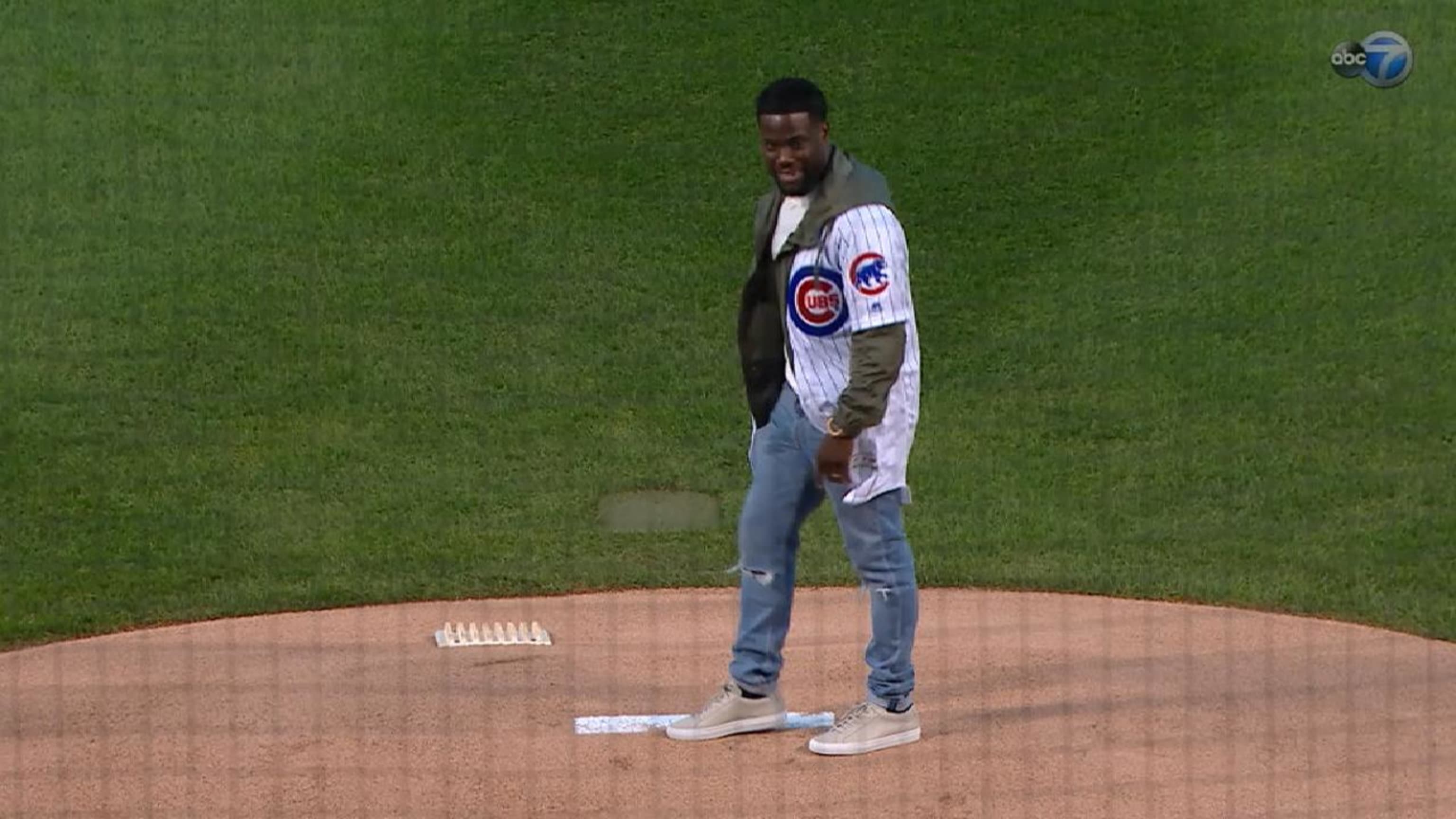 Kevin Hart Threw Out A 273 Mph Ceremonial First Pitch Prior To The Cubs Game Mlb Com