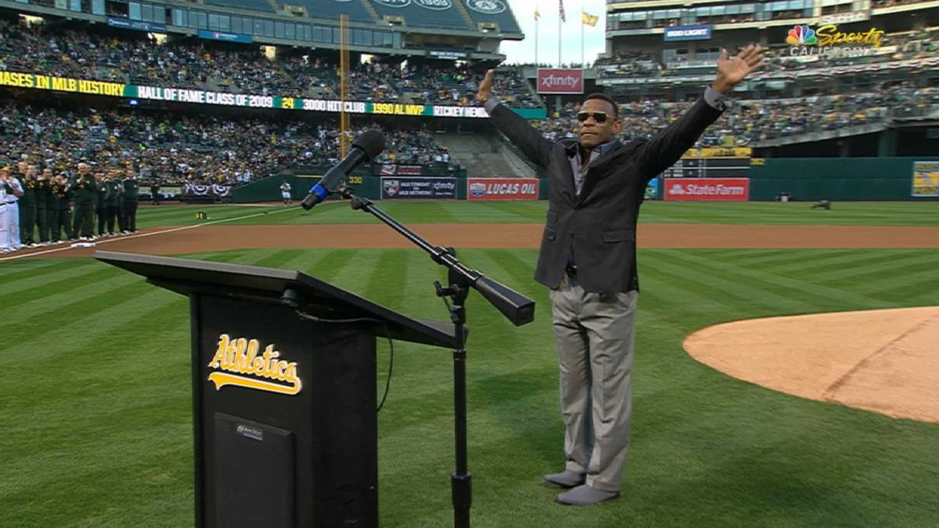 Hall of Famers Rickey Henderson and - Oakland Athletics