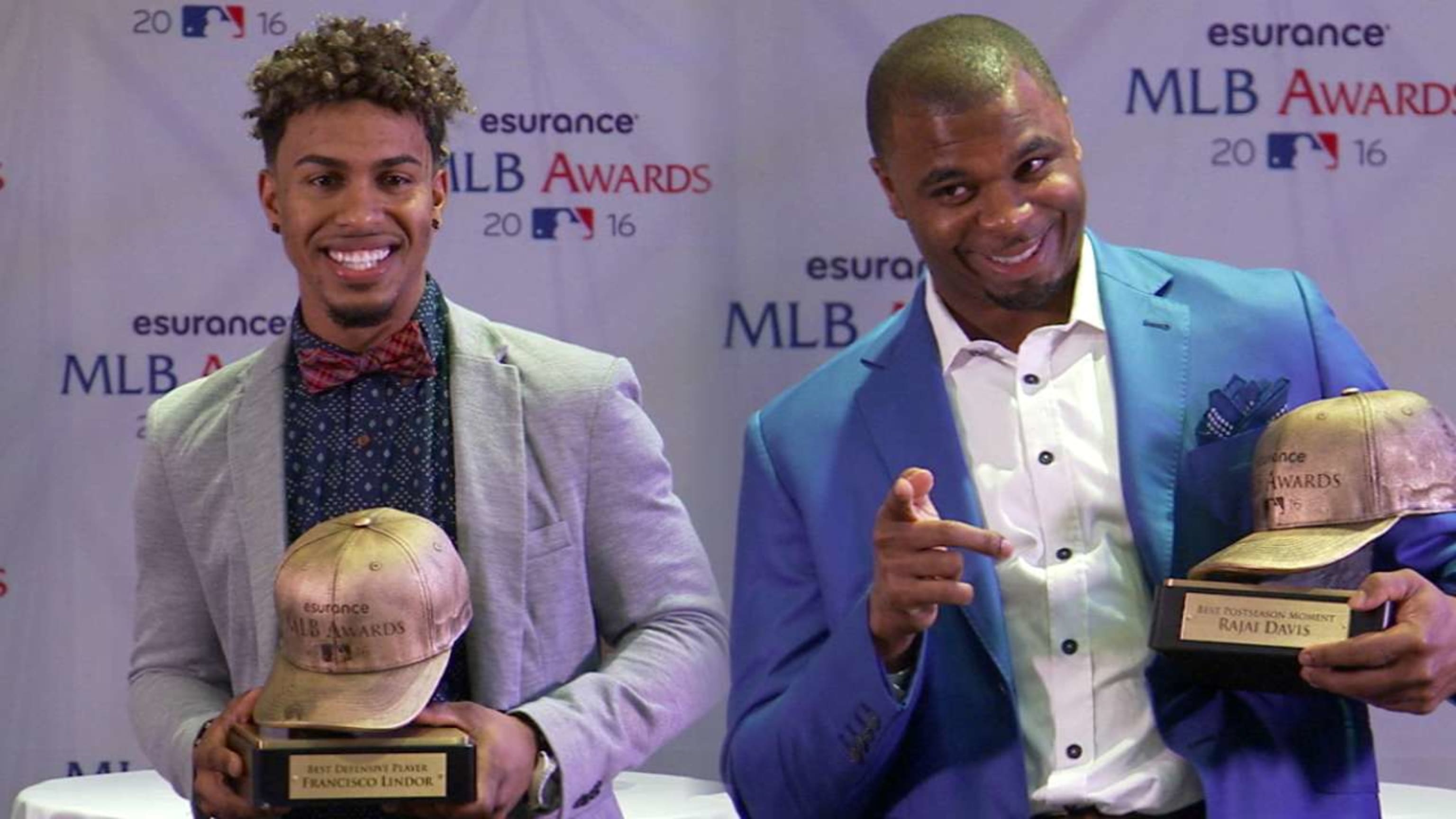 Chicago Cubs' Anthony Rizzo poses for a picture after receiving 2016 MLB  awards for Best Play: Defense and Best Social Media Personality before the  baseball game between the Chicago Cubs and Milwaukee