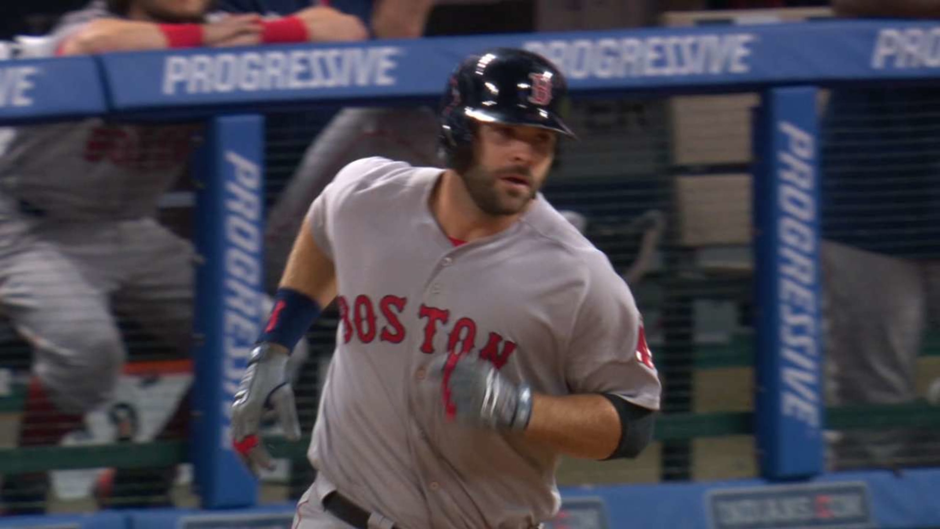 Mitch Moreland of the Boston Red Sox looks on during batting