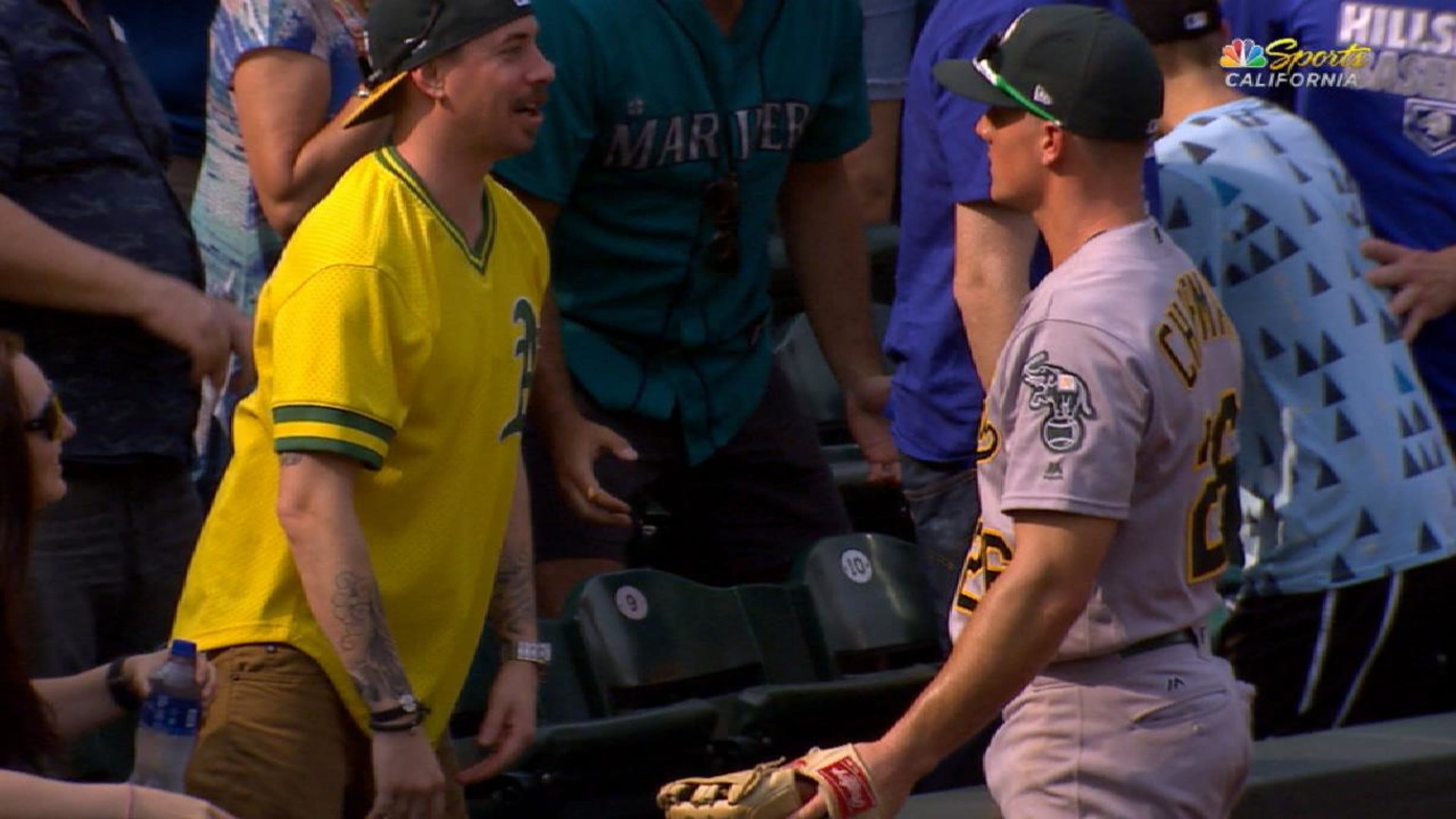 Matt Chapman of the Oakland Athletics gets a haircut in the