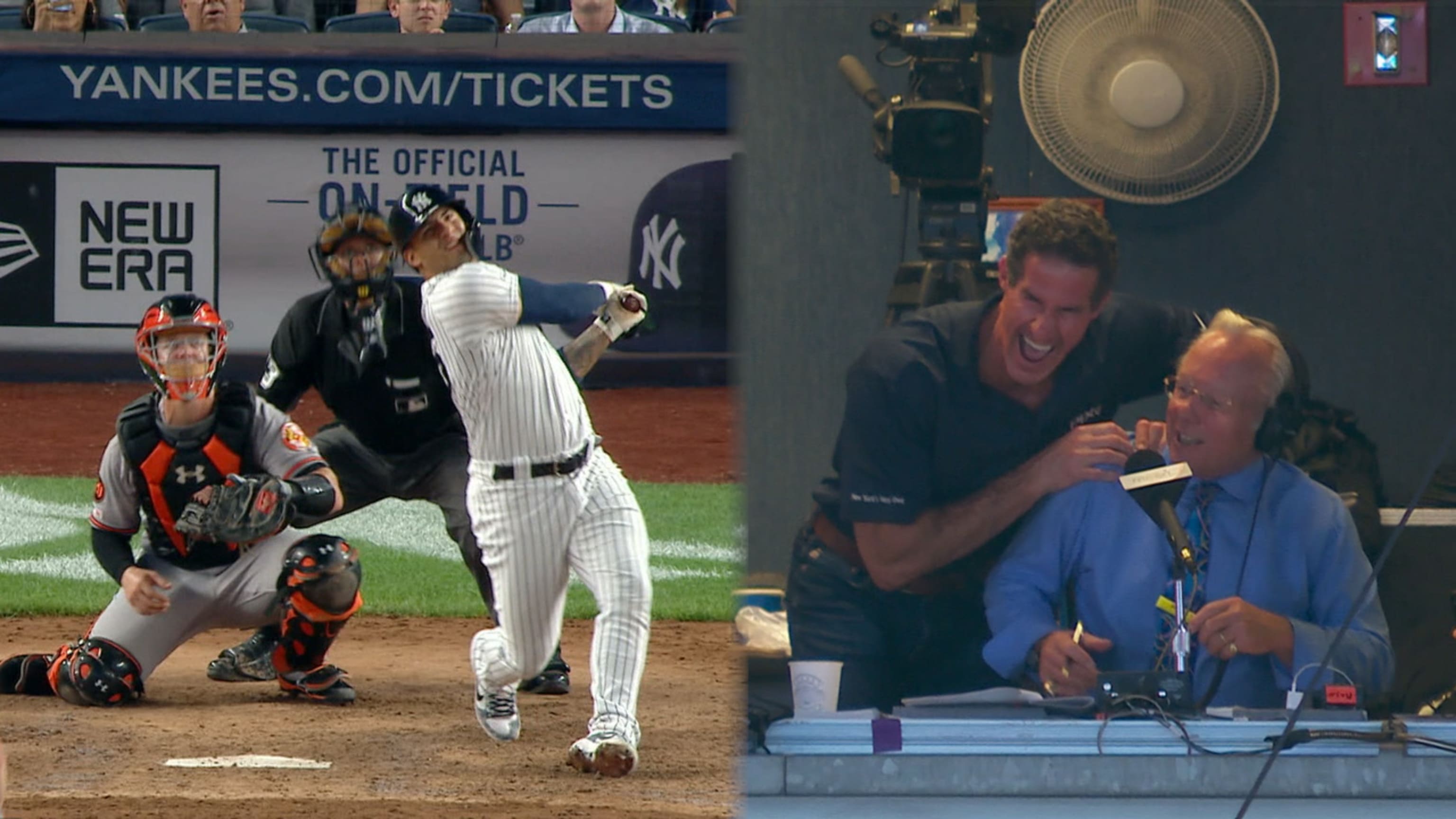 Yankees announcer hit by foul ball