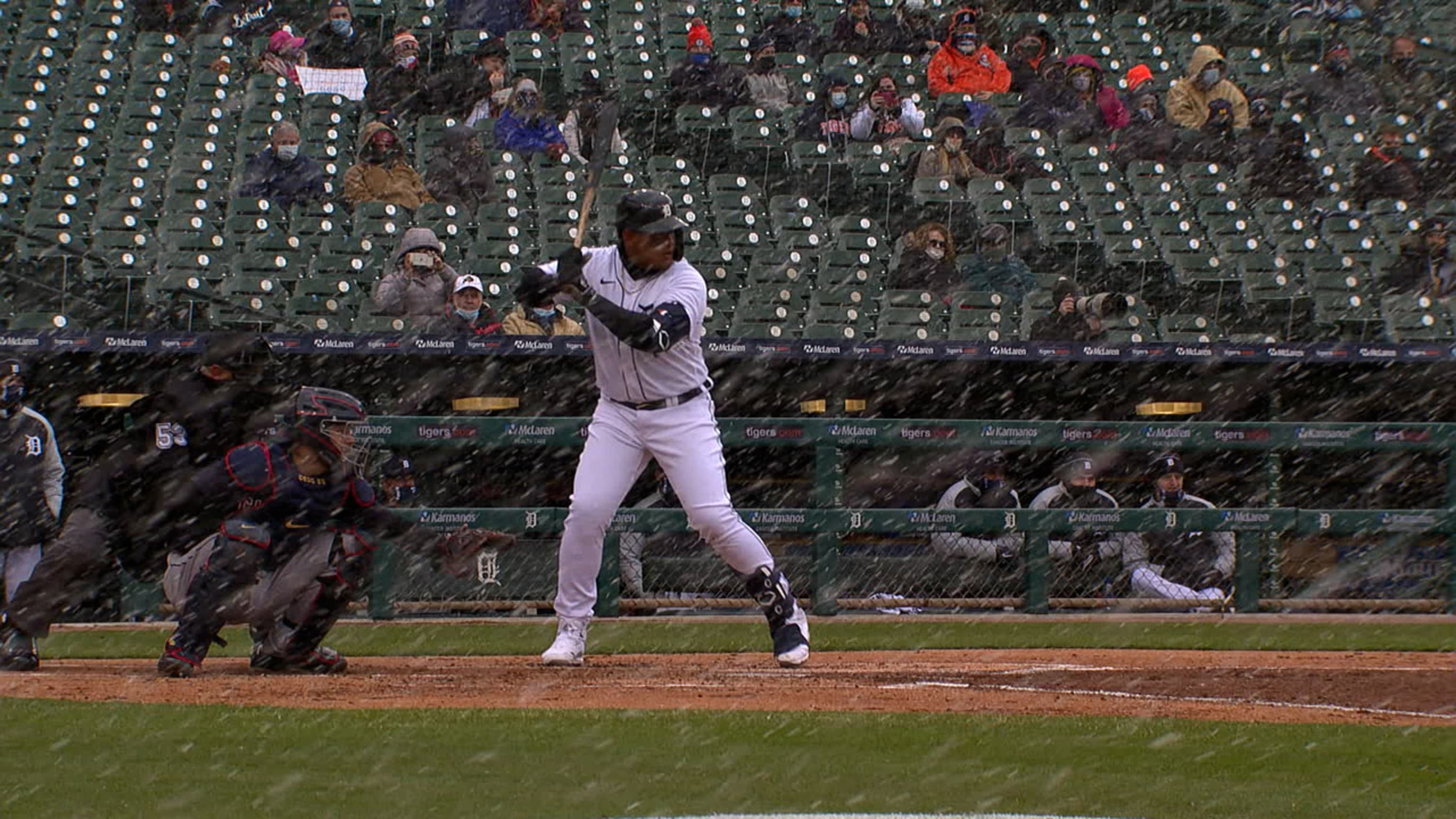 Miguel Cabrera Homers In Snow On Opening Day