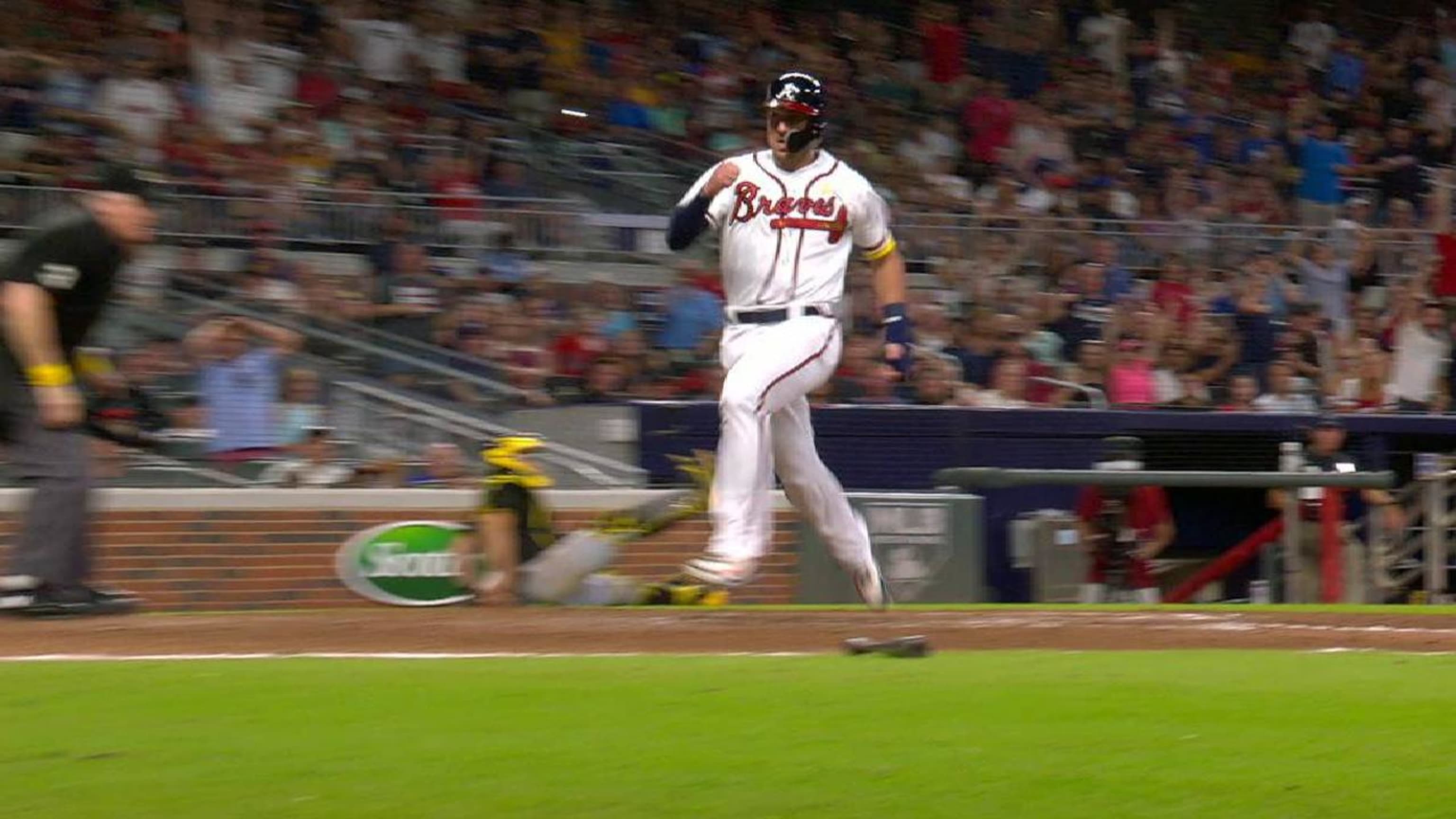 Atlanta Braves' Charlie Culberson scores on a single by Dansby Swanson  during the fourth inning of a baseball game against the San Diego Padres on  Tuesday, June 5, 2018, in San Diego. (