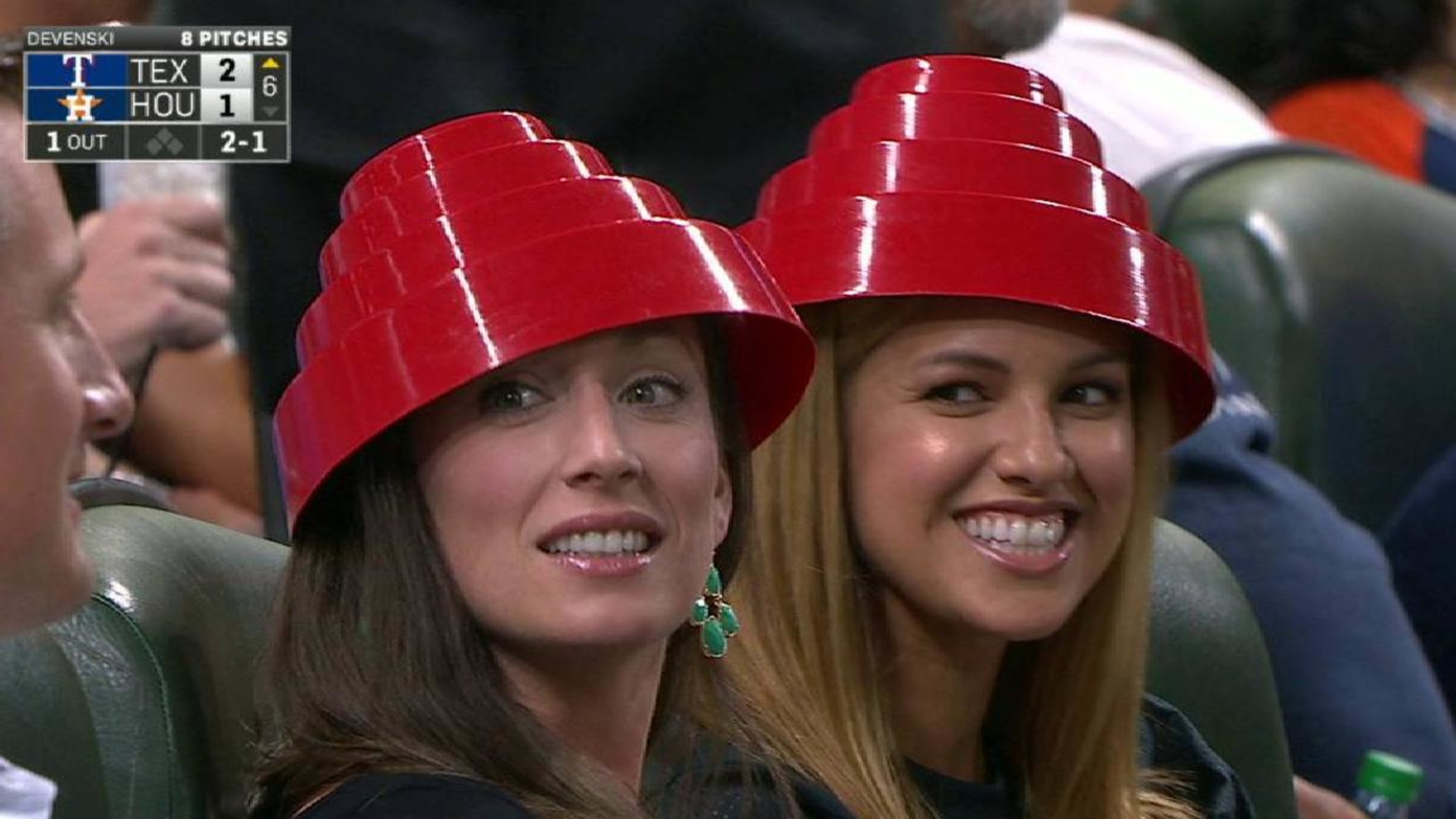 A bunch of Astros fans wore Devo hats in support of pitcher Chris