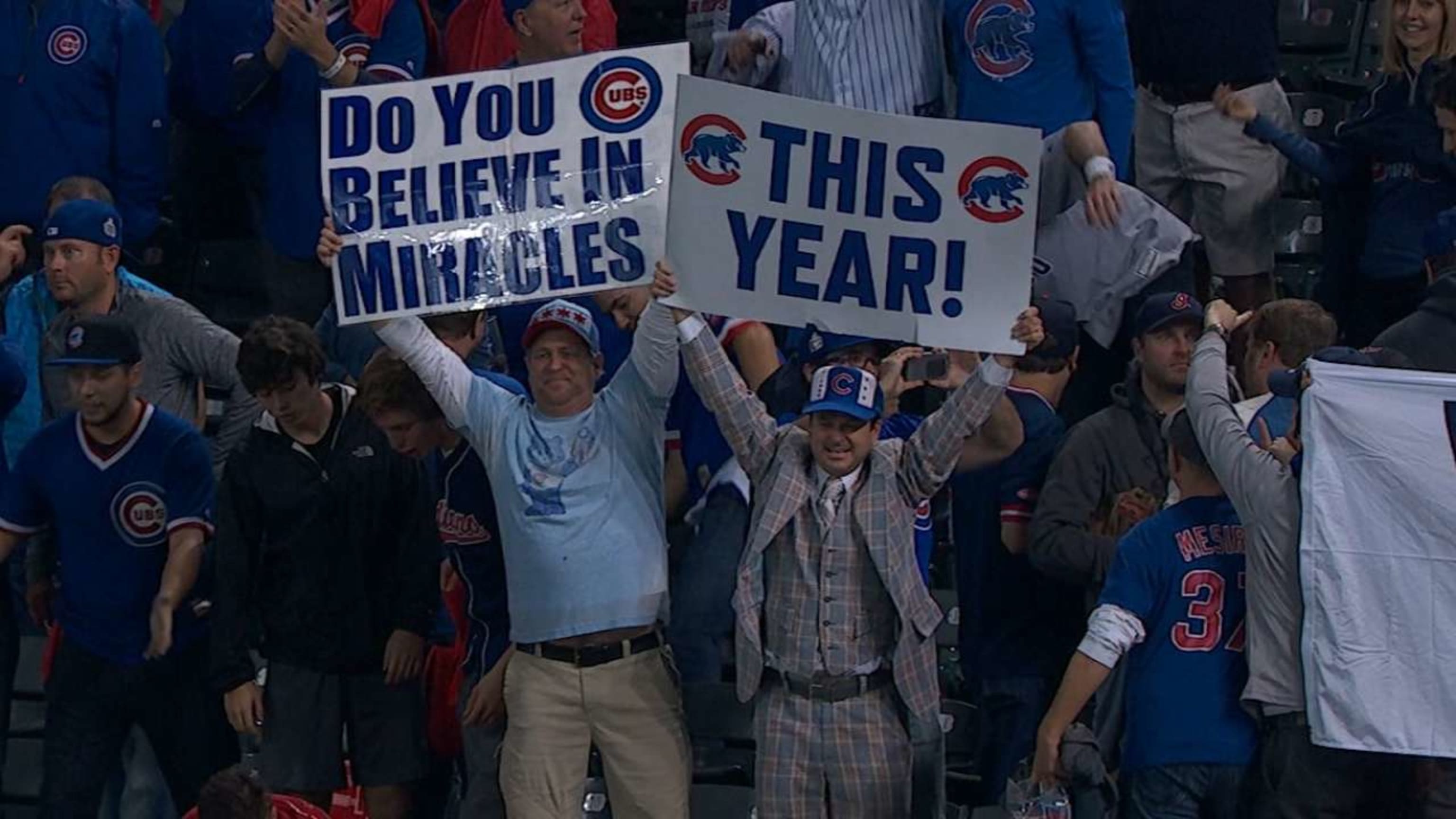 Cubs fans celebrate in Cleveland
