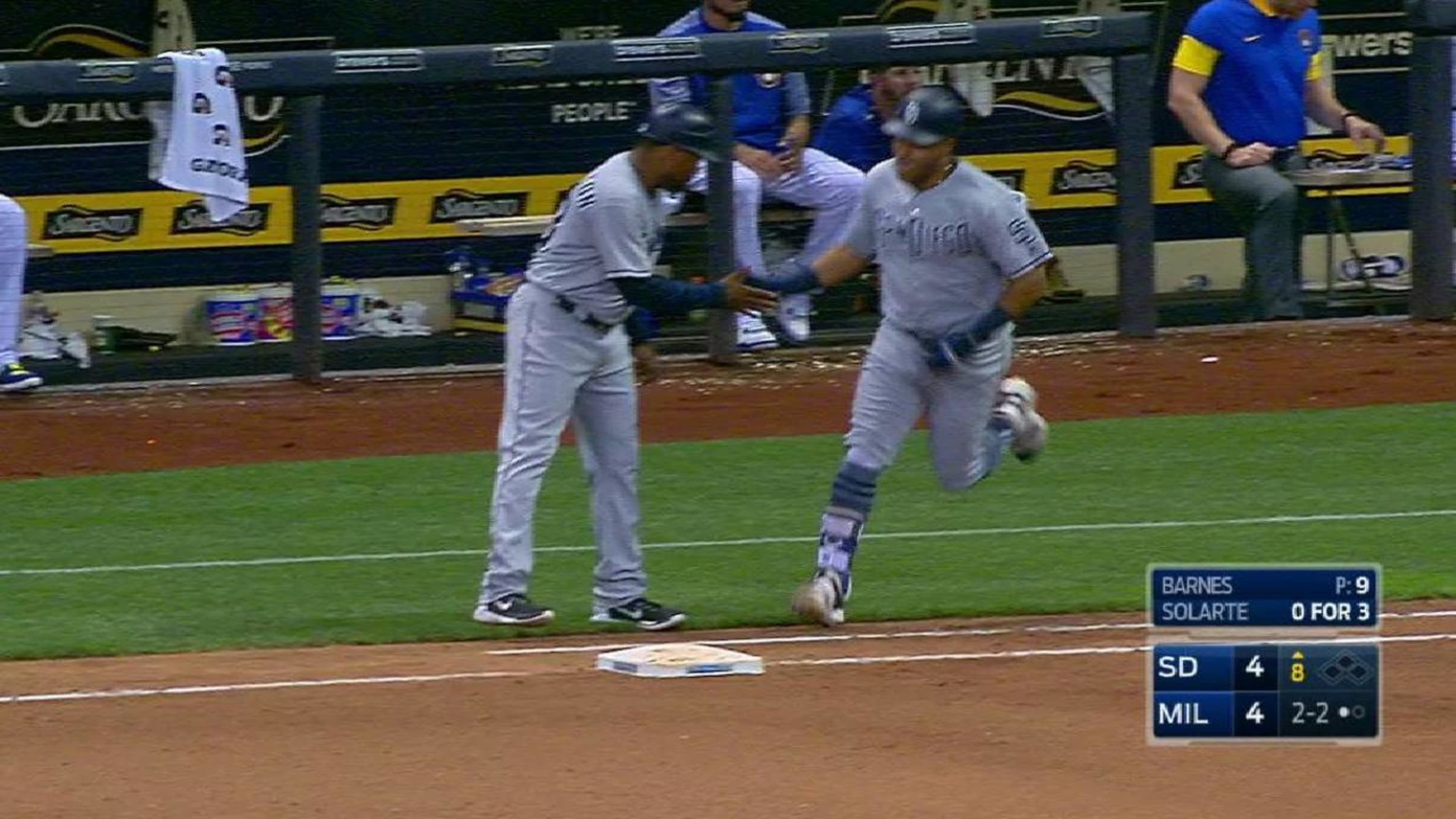 The Brewers were so excited about Eric Thames' walk-off HR that they ripped  off his jersey