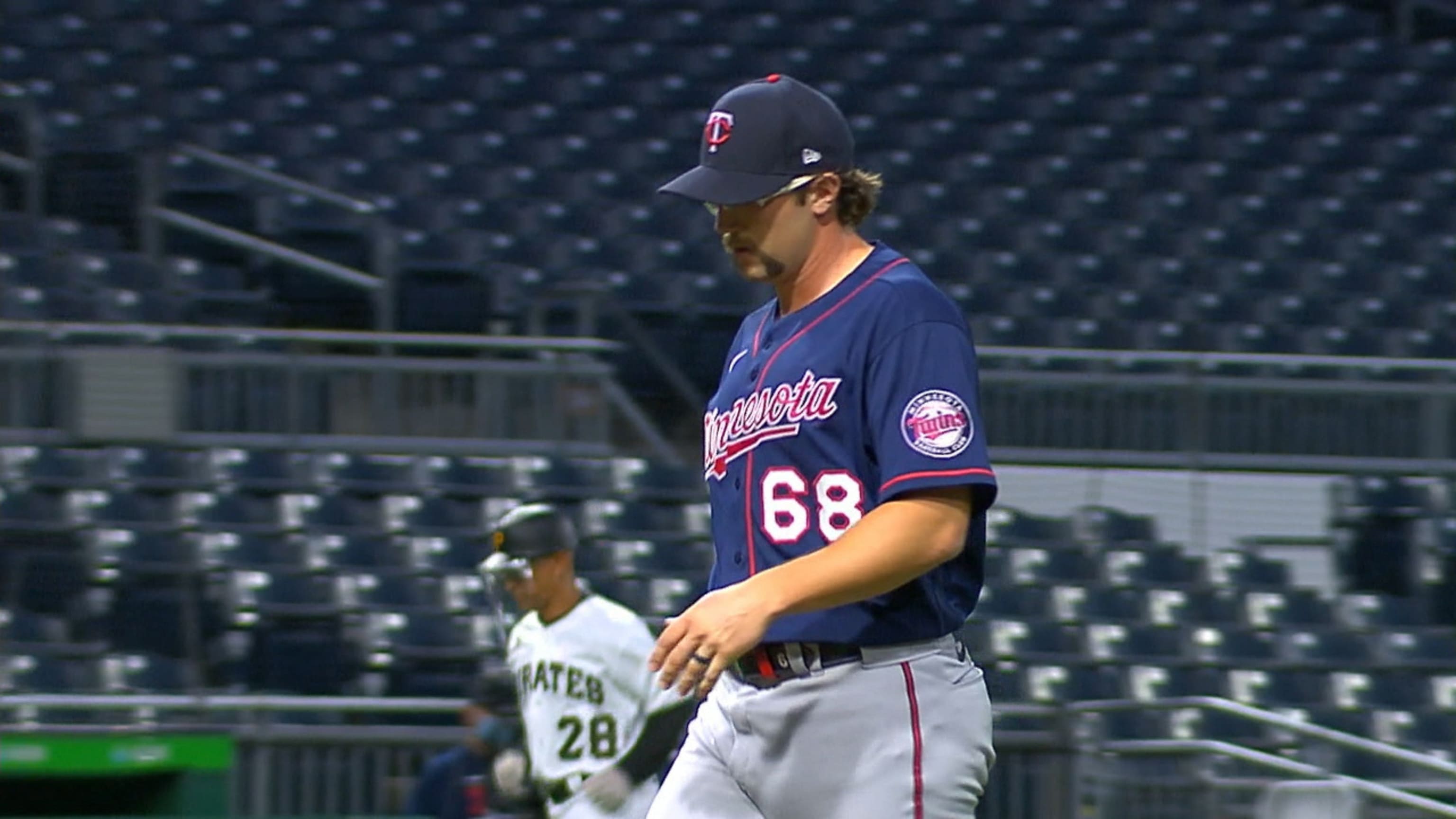 Minnesota Twins pitcher Randy Dobnak (68) works against the Boston