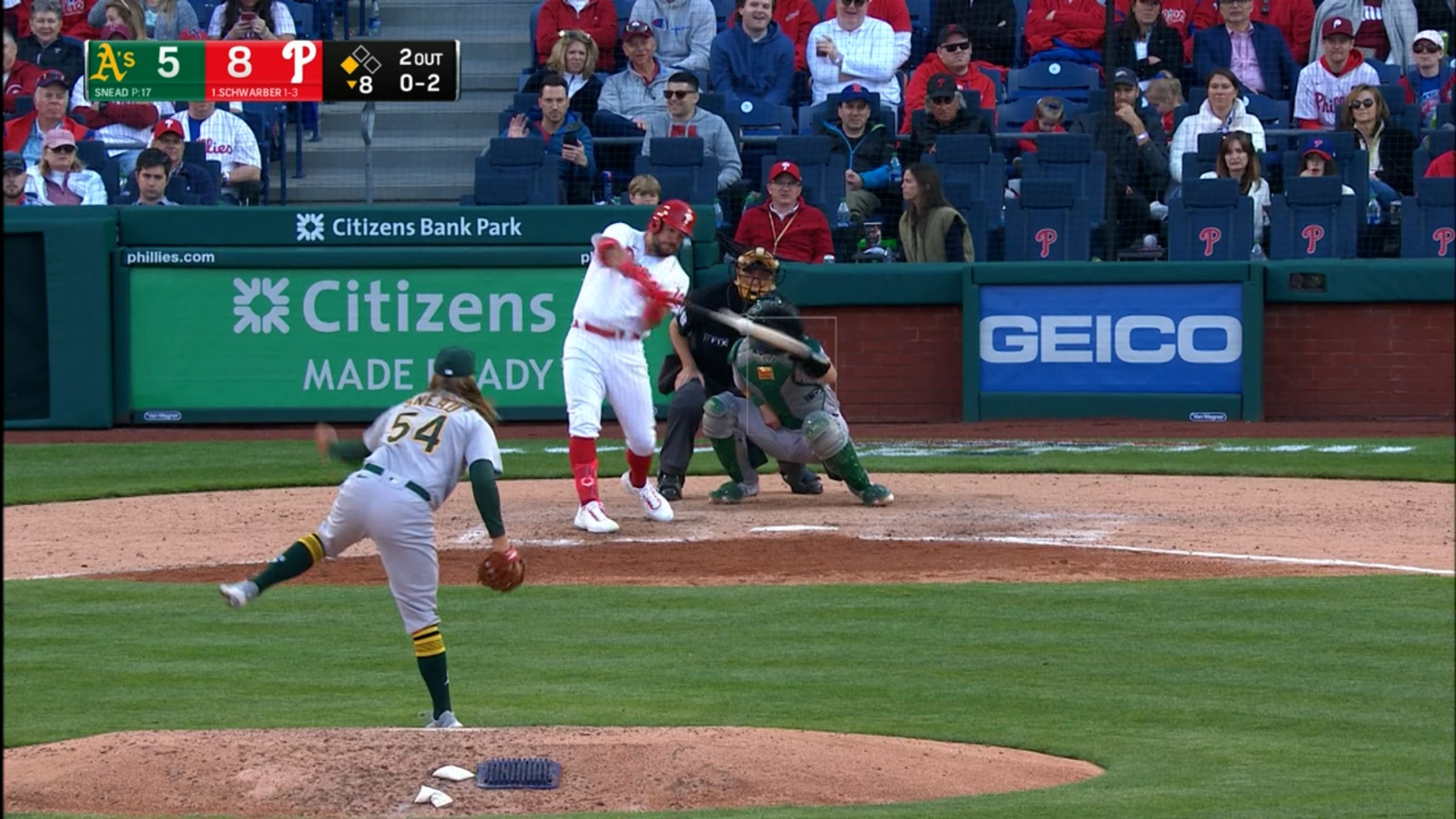 Kyle Schwarber homers in first AB, Phillies top A's on Opening Day