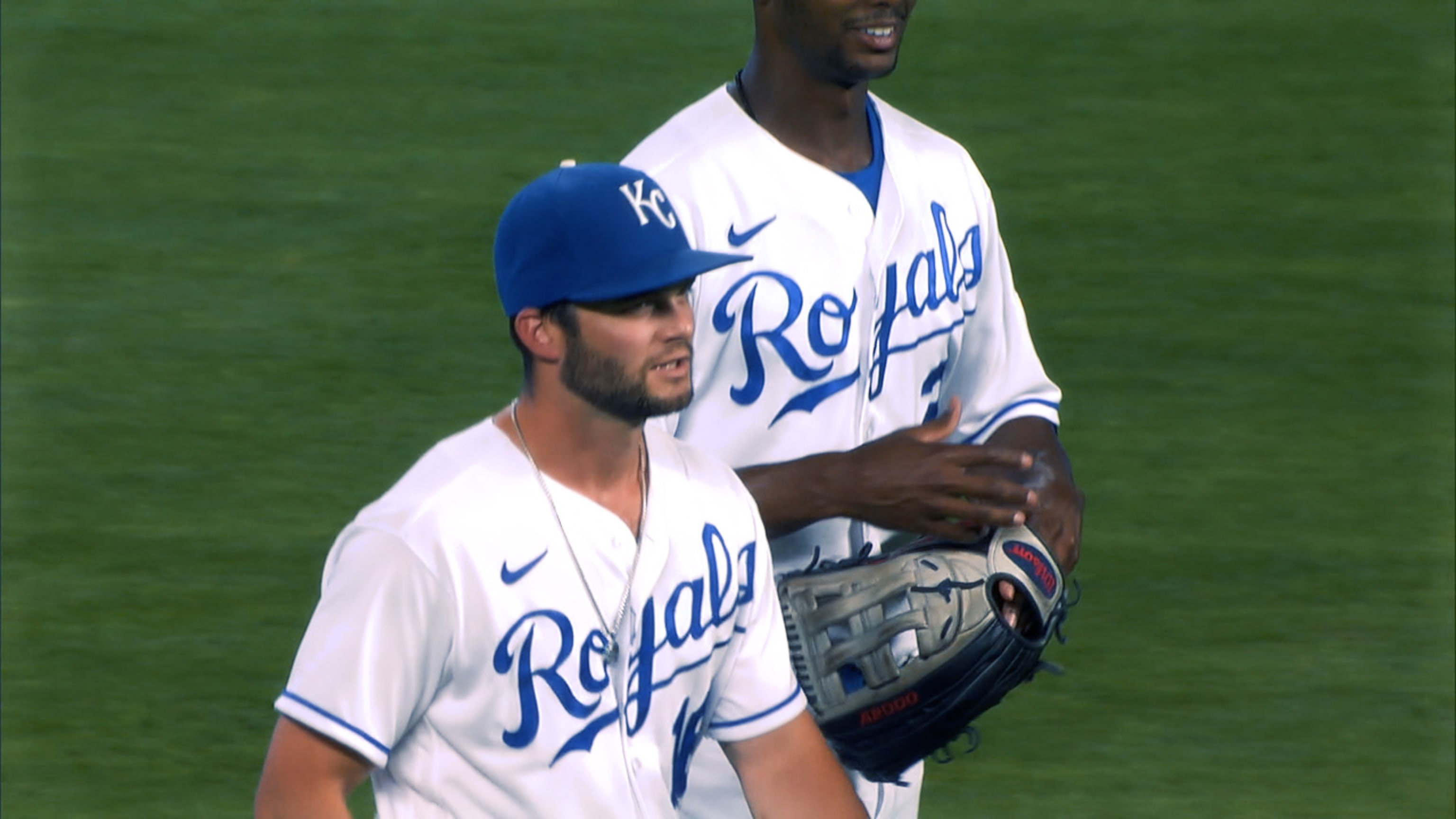 Apr 07, 2022: Kansas City Royals Andrew Benintendi (16) and Michael A.  Taylor (2) receive their gold glove awards from the 2021 season at pregame  at Kauffman Stadium Kansas City, Missouri. The