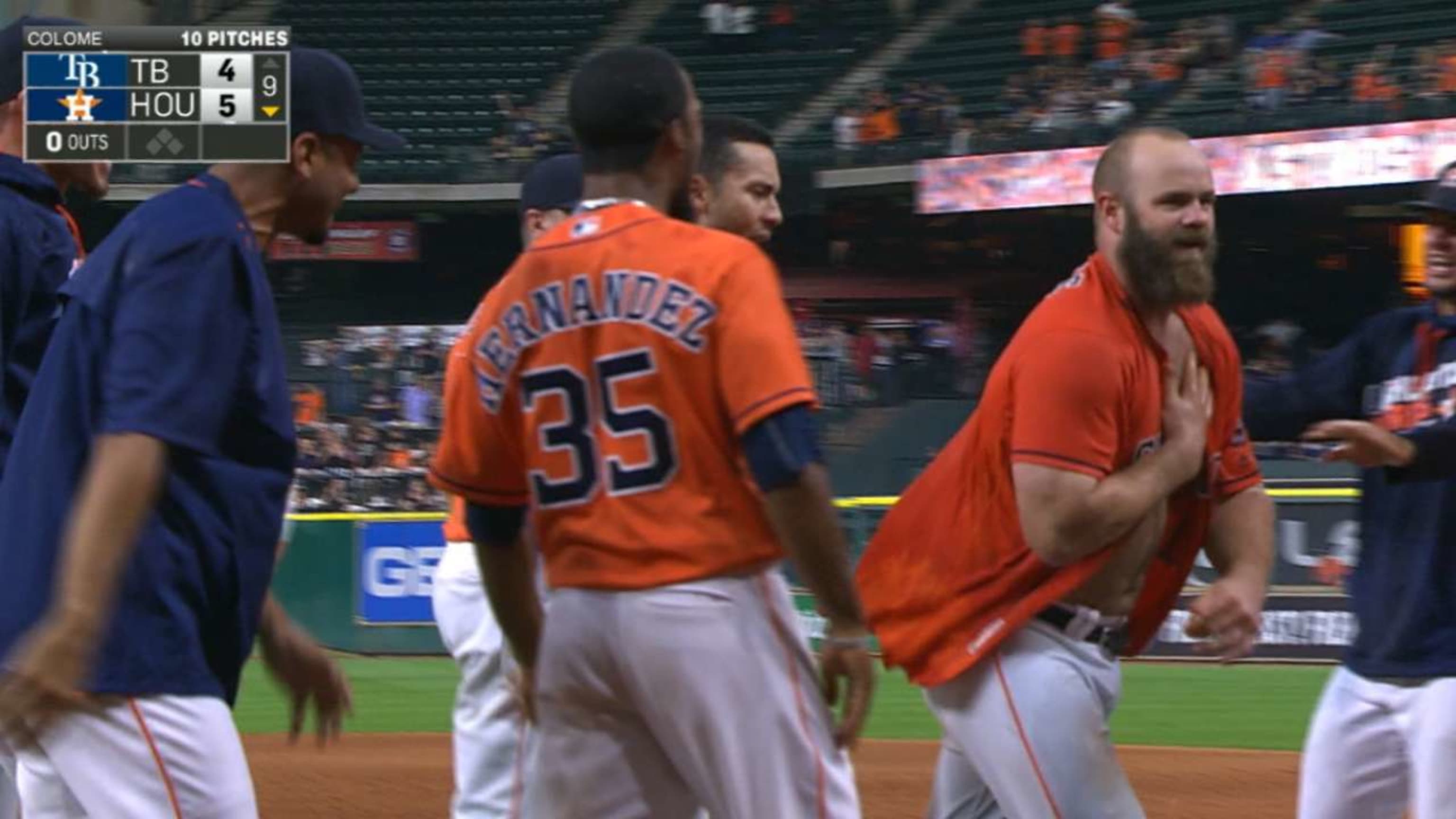 Let's all watch Evan Gattis homer on a pitch he had no business hitting in  the first place