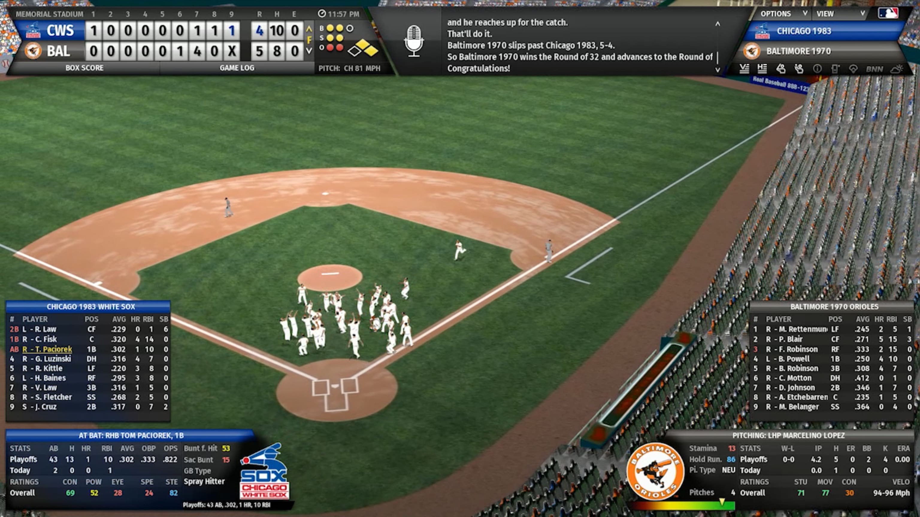 Dream Bracket 2 1970 Orioles Vs 19 White Sox