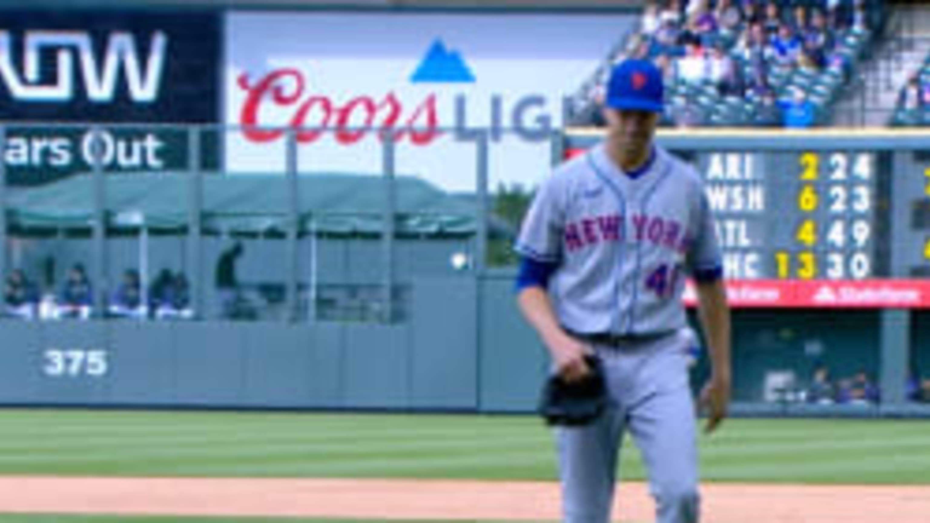 New York Mets starting pitcher Jacob deGrom strikes out Yankees