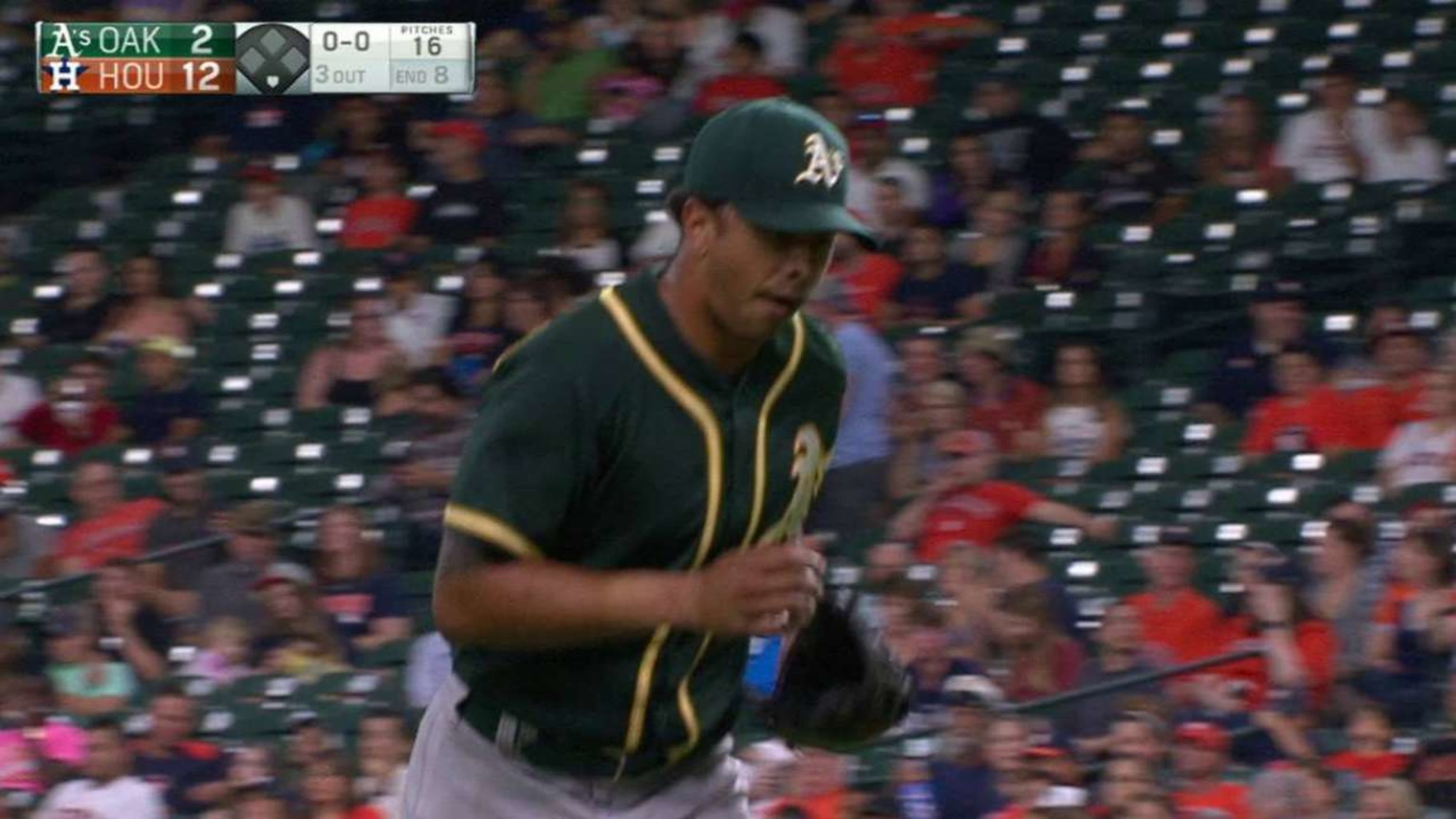 A's' pitcher shows lack of effort, allows infield single as team's