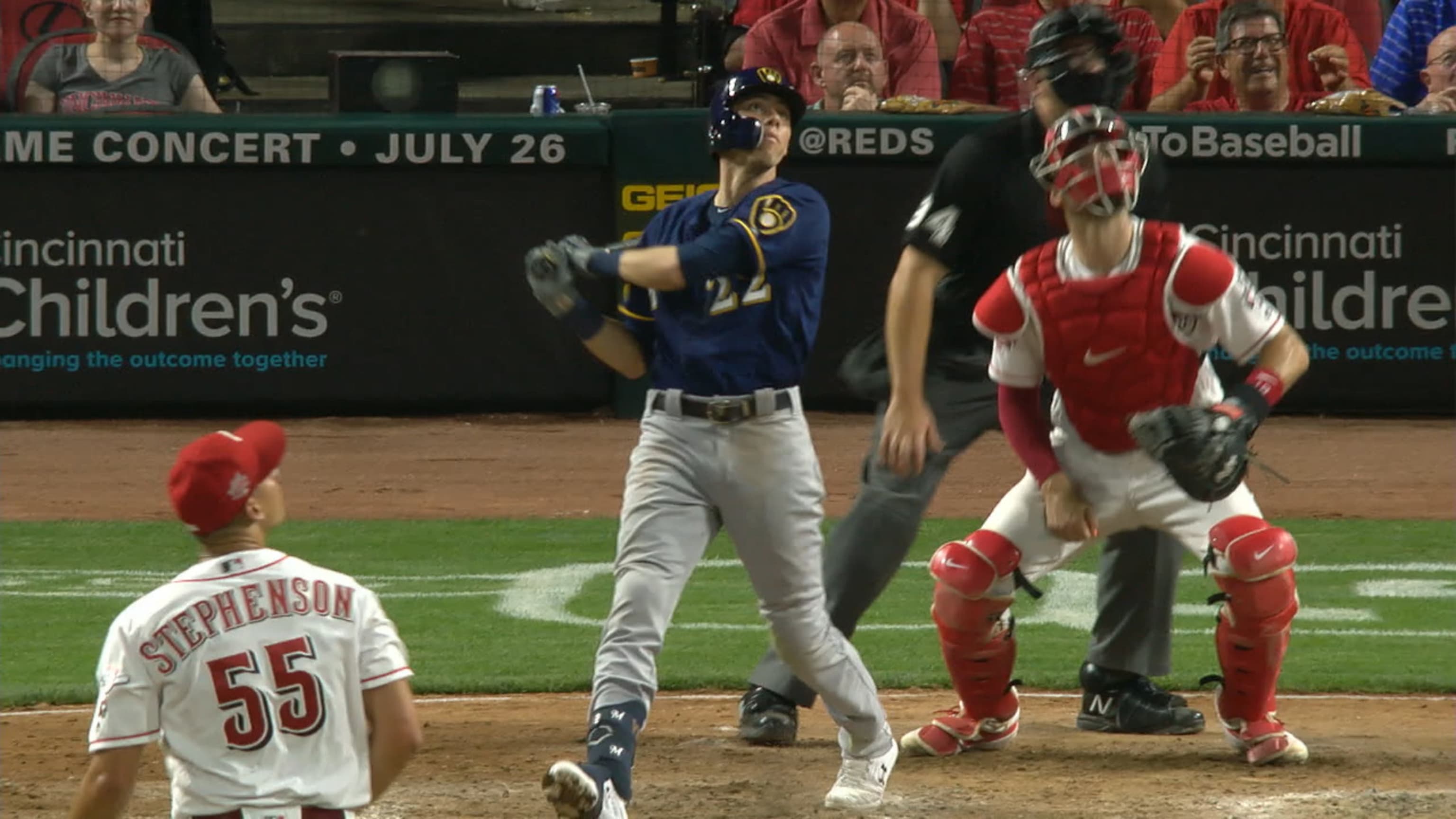 Christian Yelich's brother, Cameron, joins him at the game, then Yelich  hits a homer 