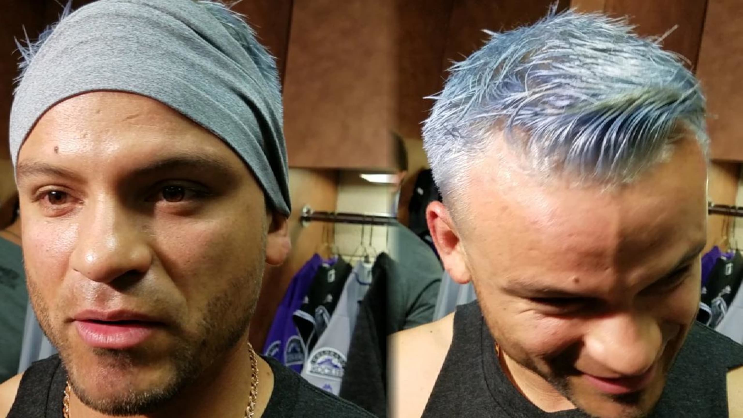 purple-and-silver hairdo | MLB.com In honor of Rockies Opening Day, Gerardo Parra has a new purple-and-silver hairdo