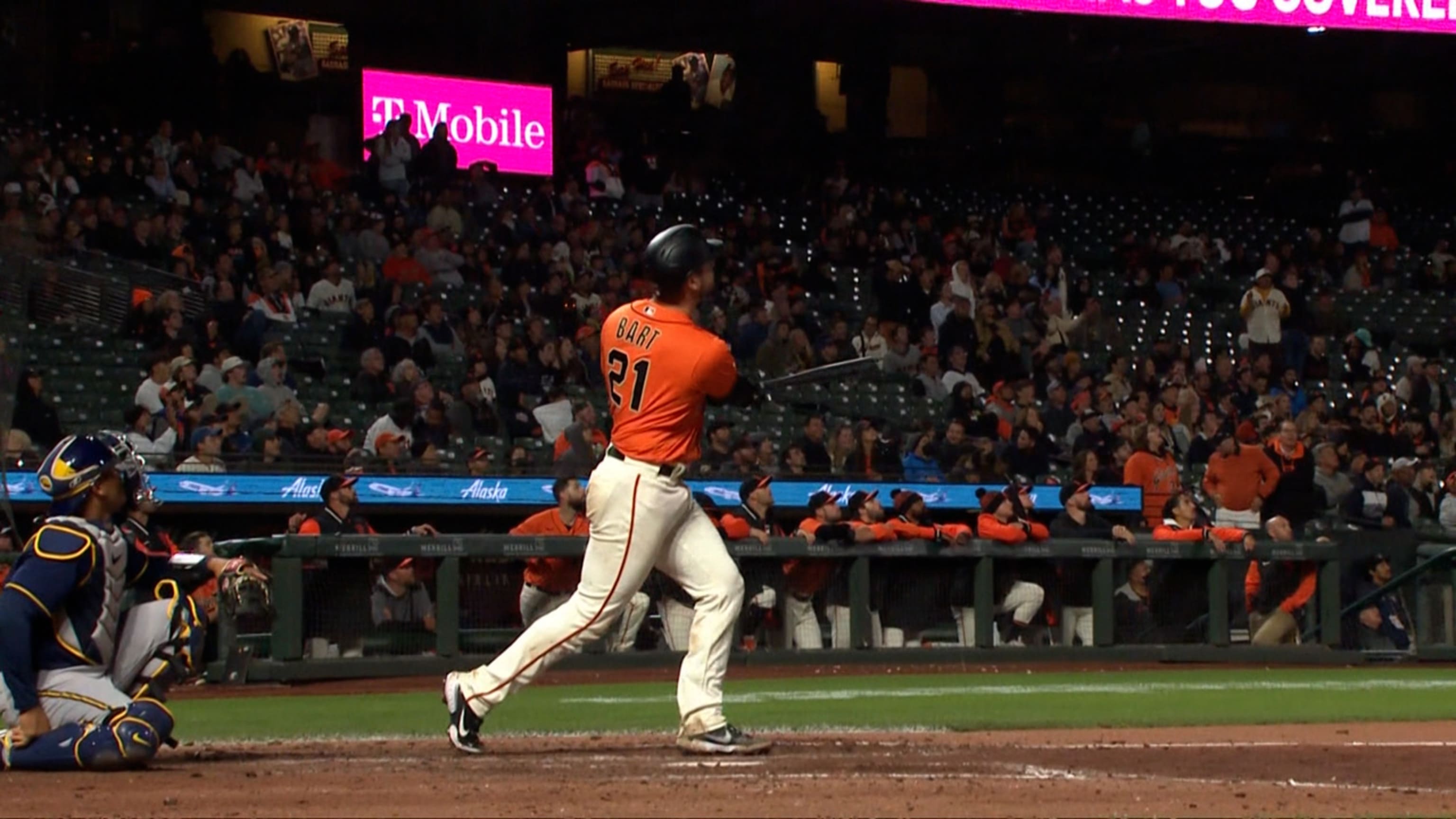 San Francisco Giants' Mike Yastrzemski (5) takes his turn at bat