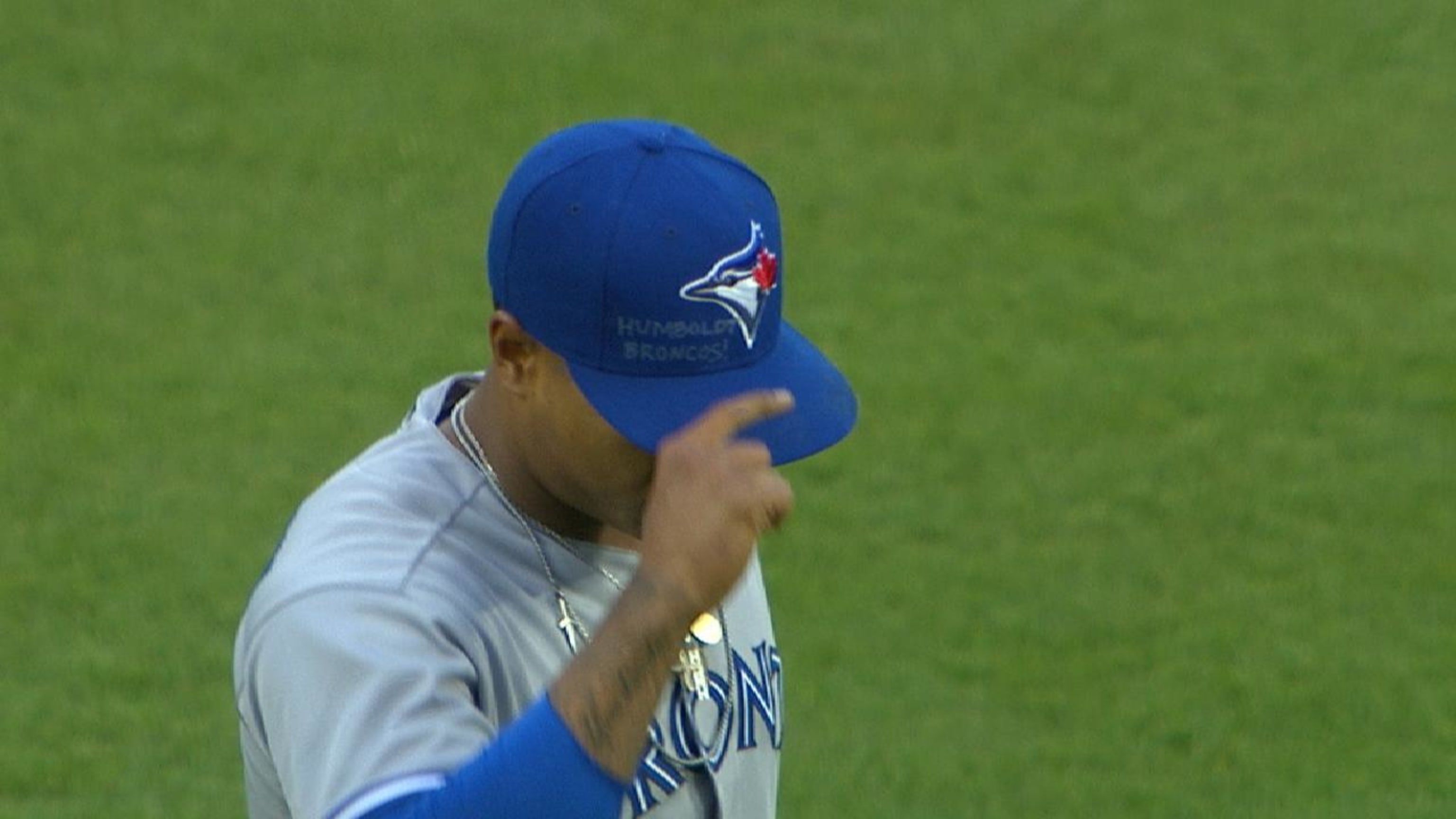 Marcus Stroman paid tribute to the Humboldt Broncos with messages on his  cap