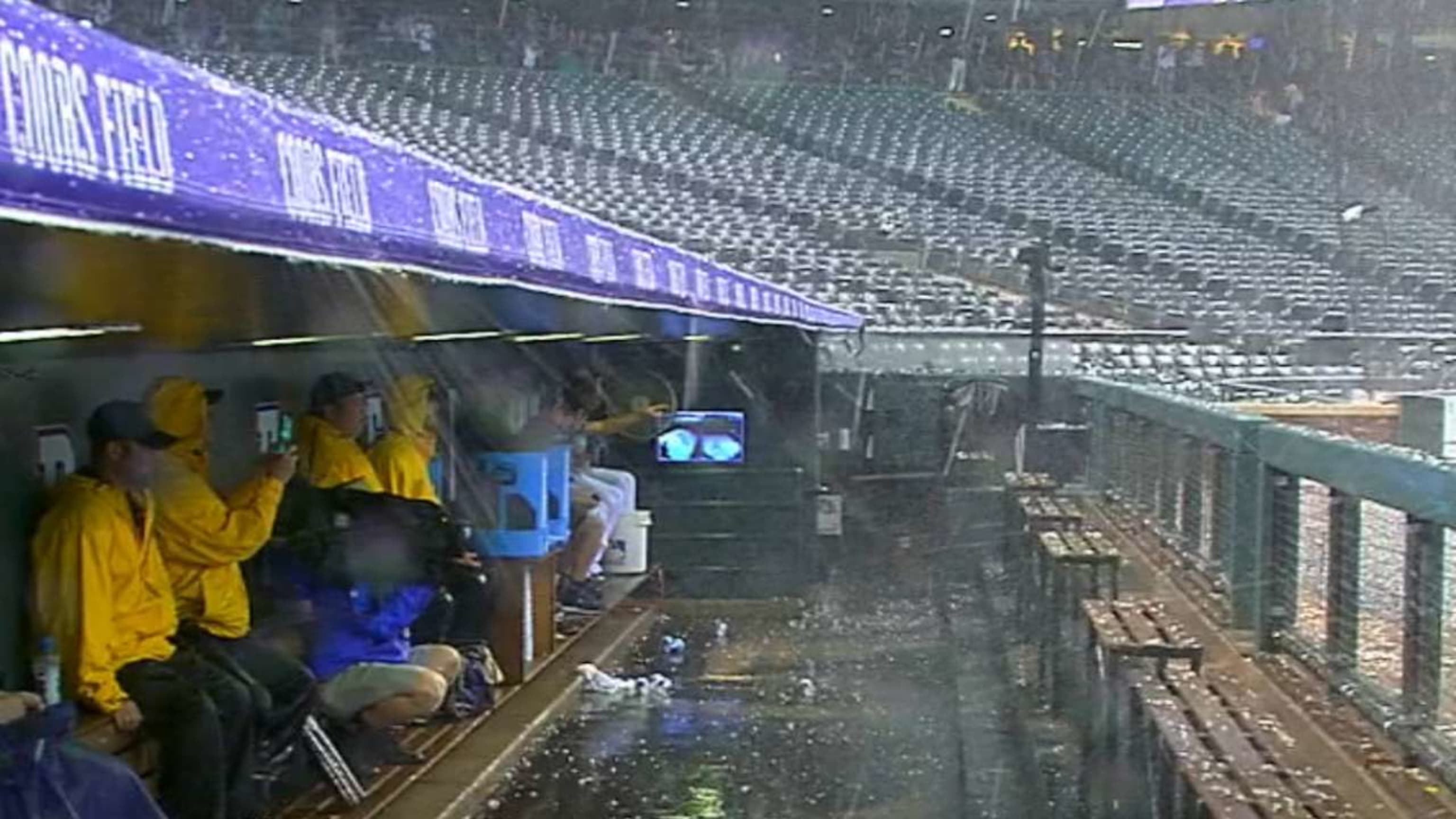 Rockies hail photos, videos from Coors Field in Colorado