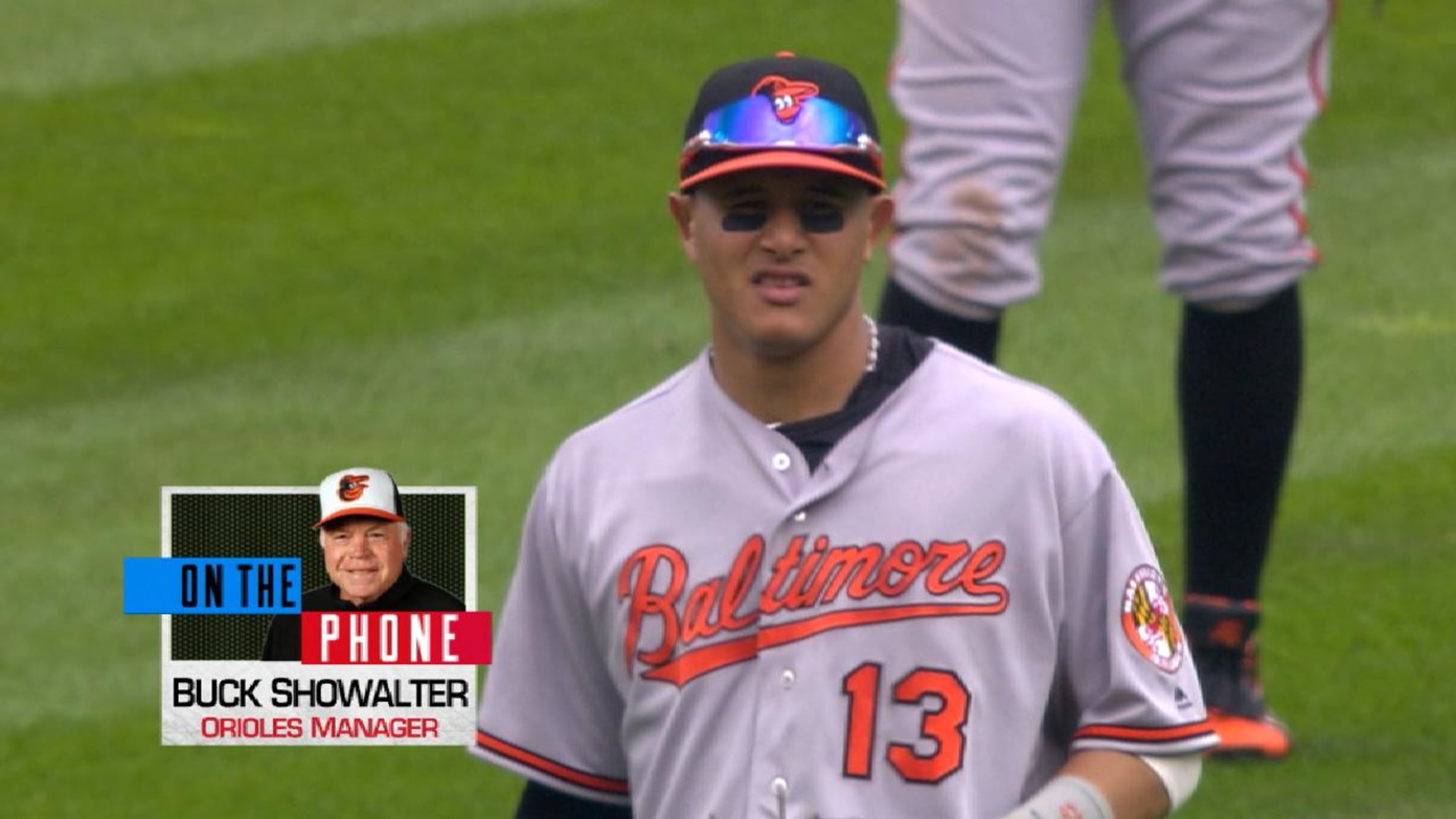 Baltimore Orioles third baseman Manny Machado writes in the