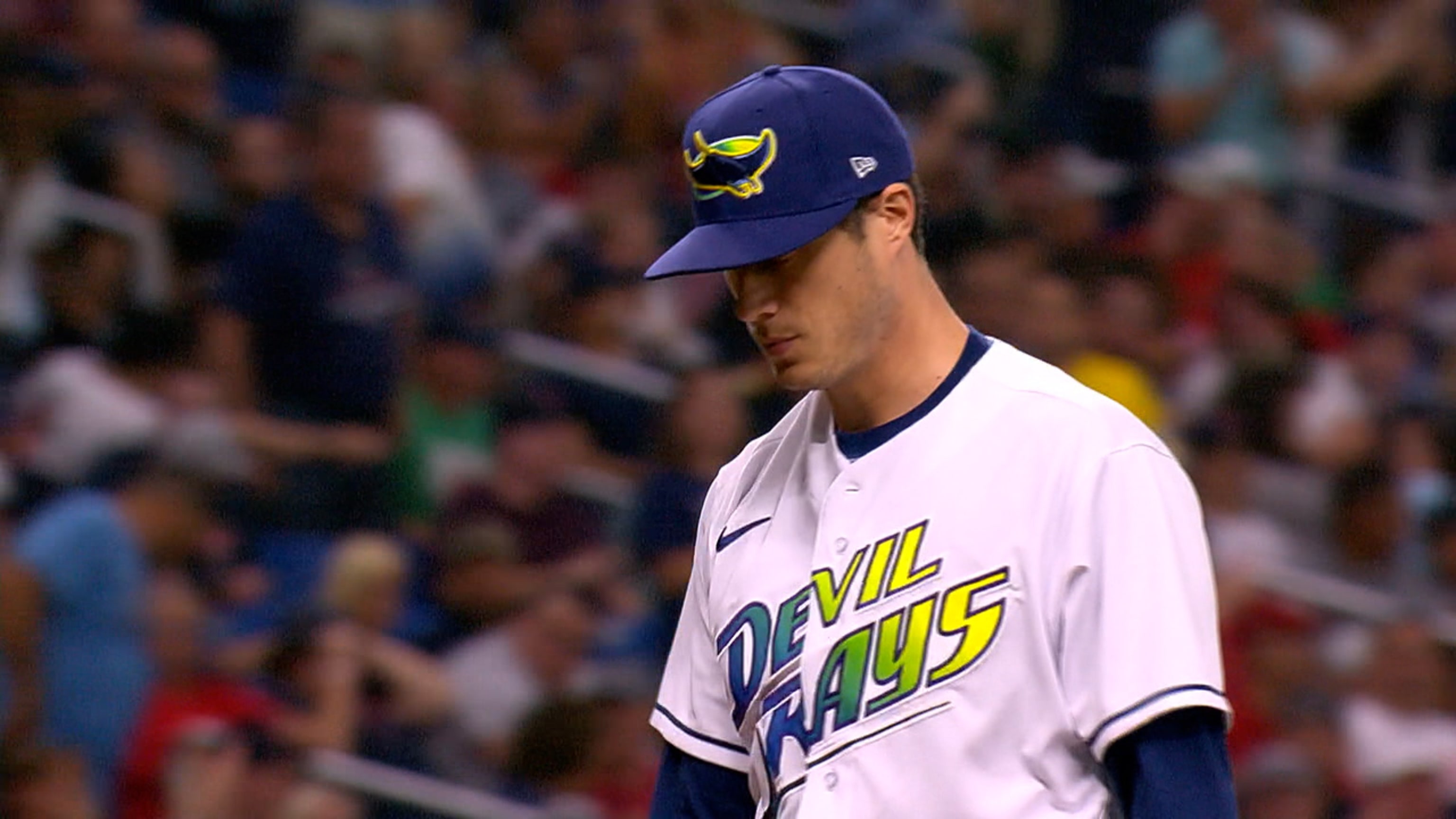 St. Petersburg, USA. 12th Apr, 2022. St. Petersburg, FL USA; Tampa Bay Rays  shortstop Wander Franco (5) runs to the dugout during an MLB game against  the Boston Red Sox on Wednesday